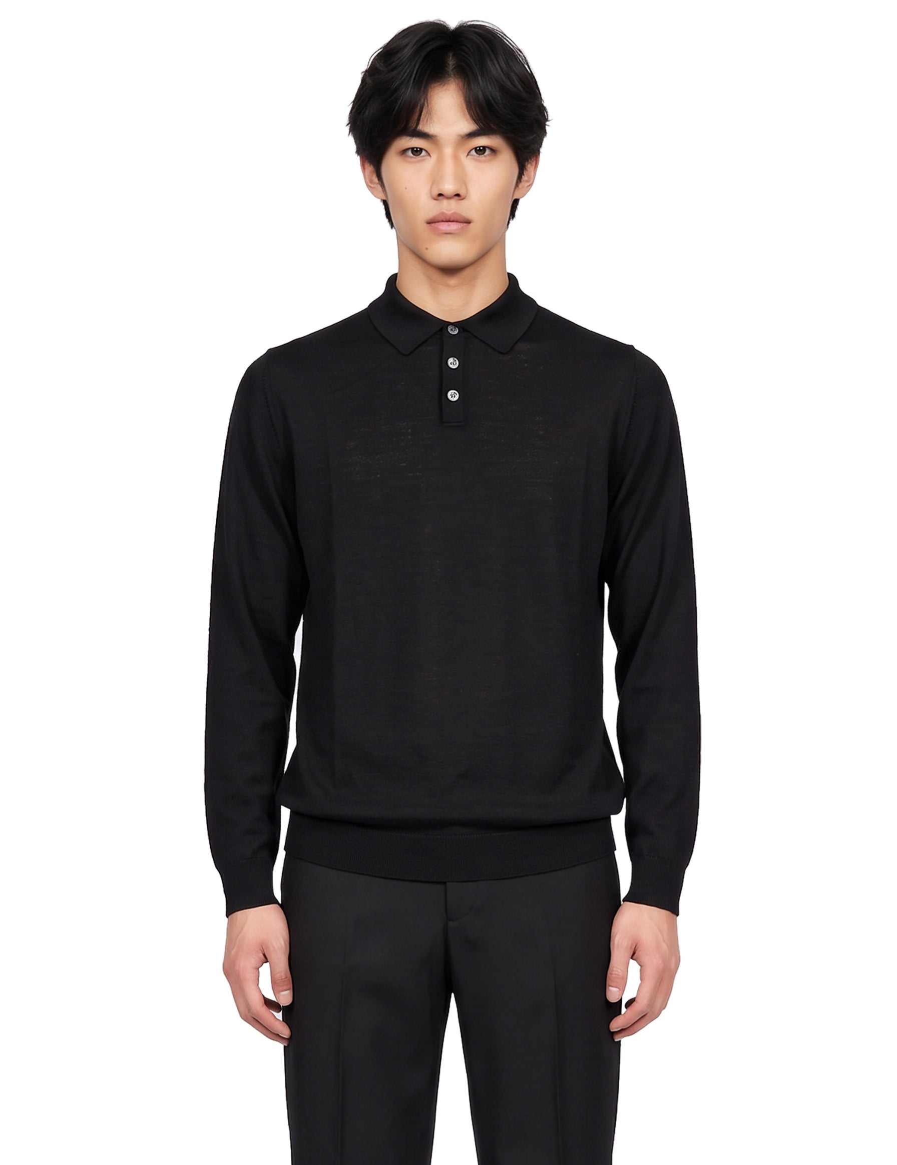 Polo manica lunga in nero 