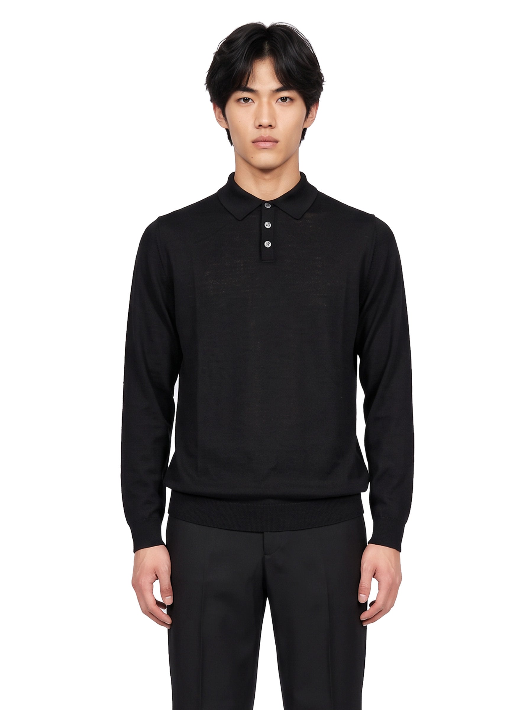 Polo manica lunga in nero 