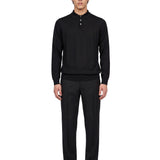 Polo manica lunga in nero 