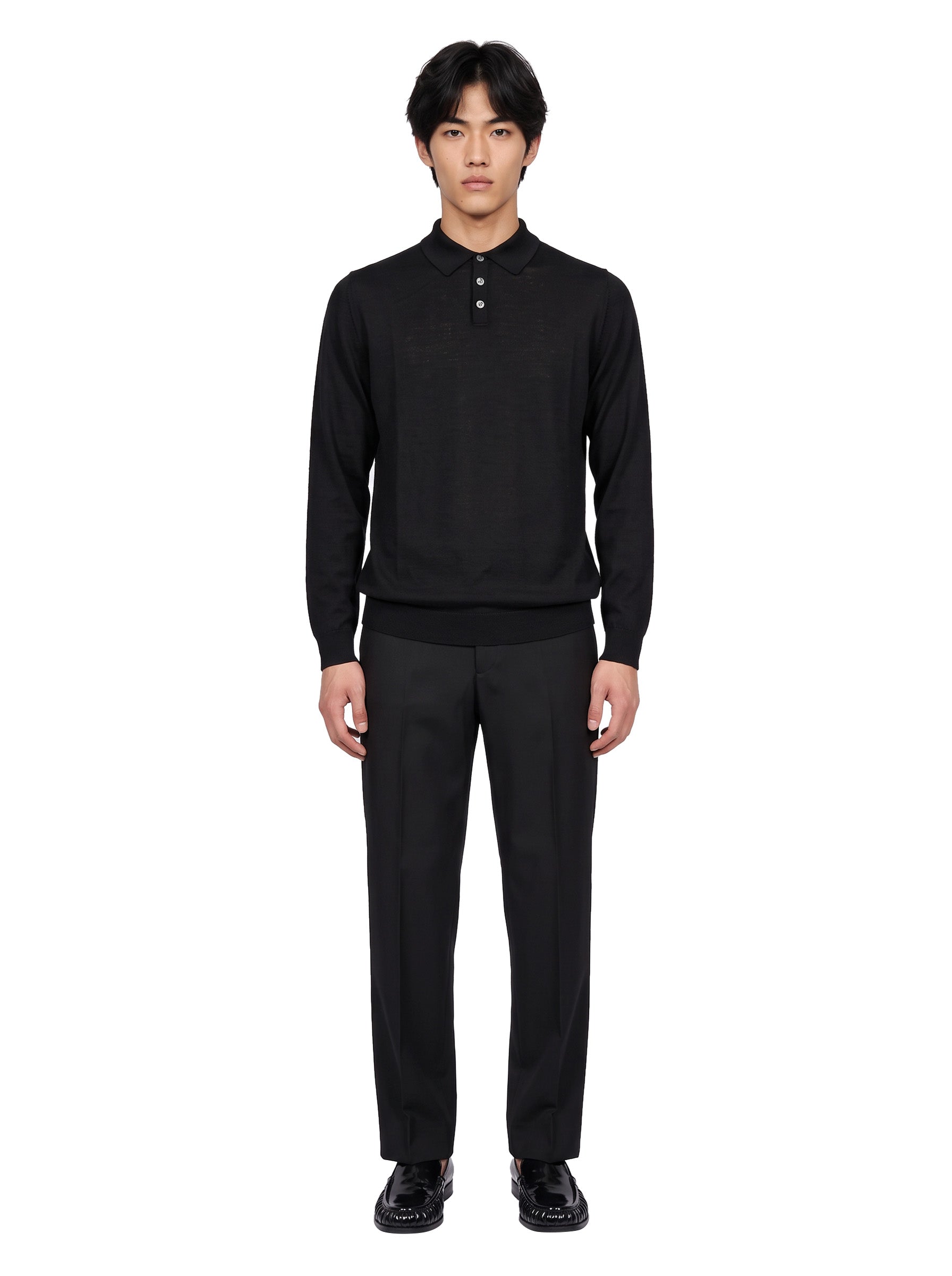 Polo manica lunga in nero 