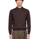 Polo manica lunga in marrone 