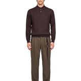 Polo manica lunga in marrone 