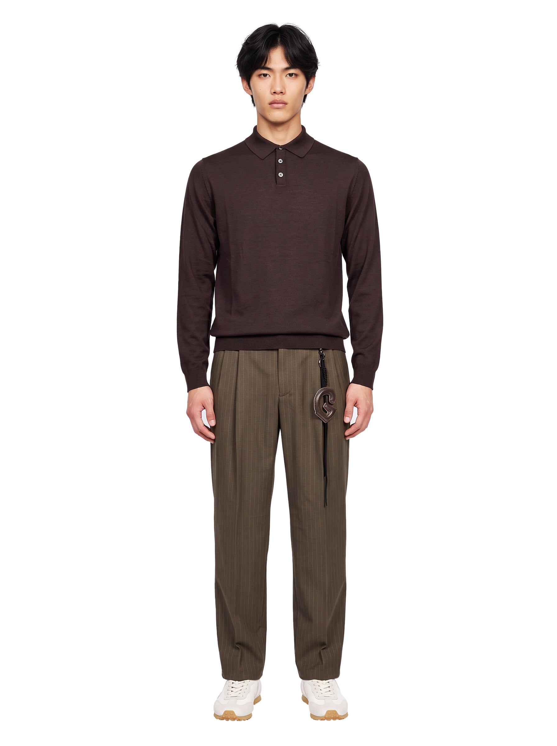 Polo manica lunga in marrone 