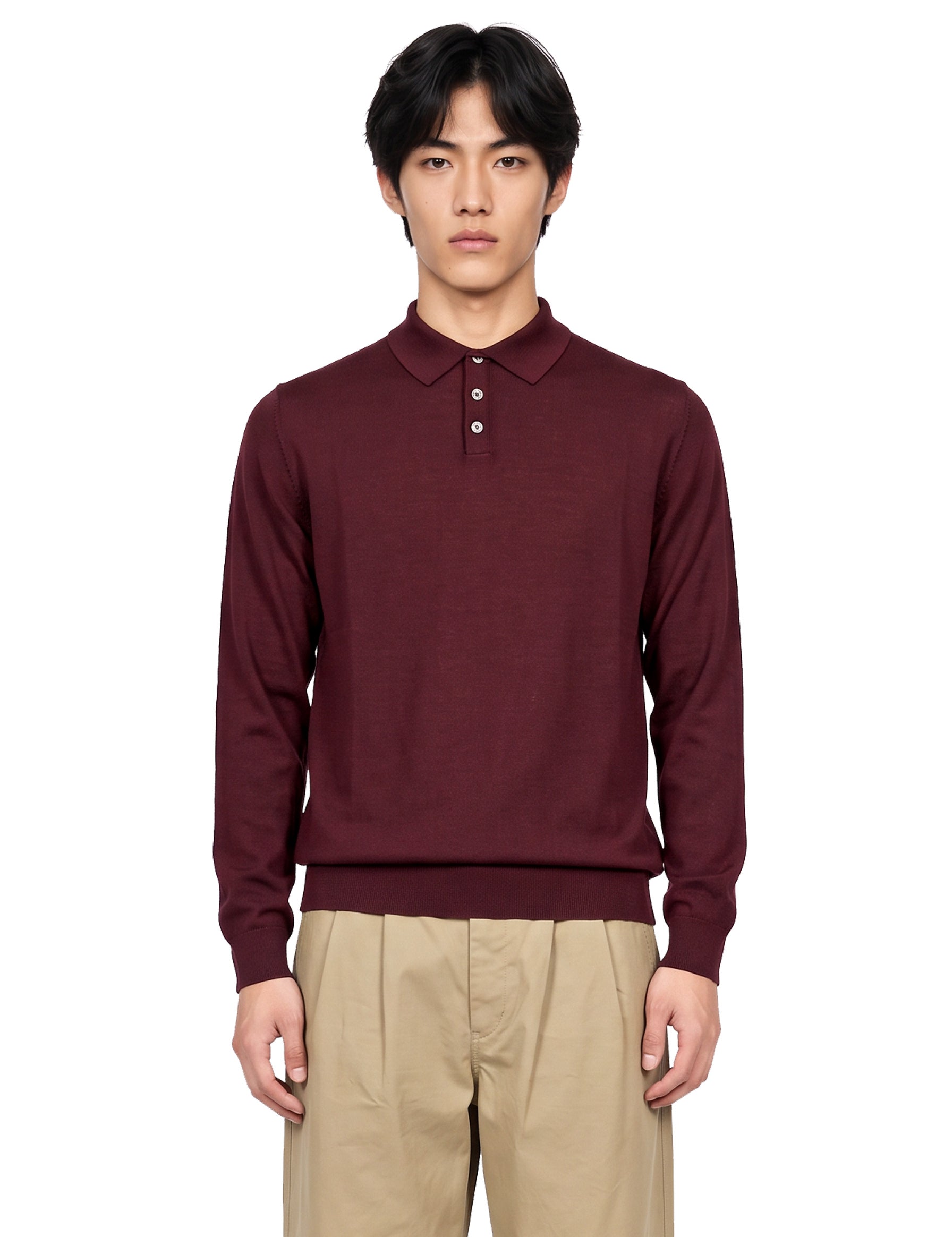 Polo manica lunga in bordeaux 
