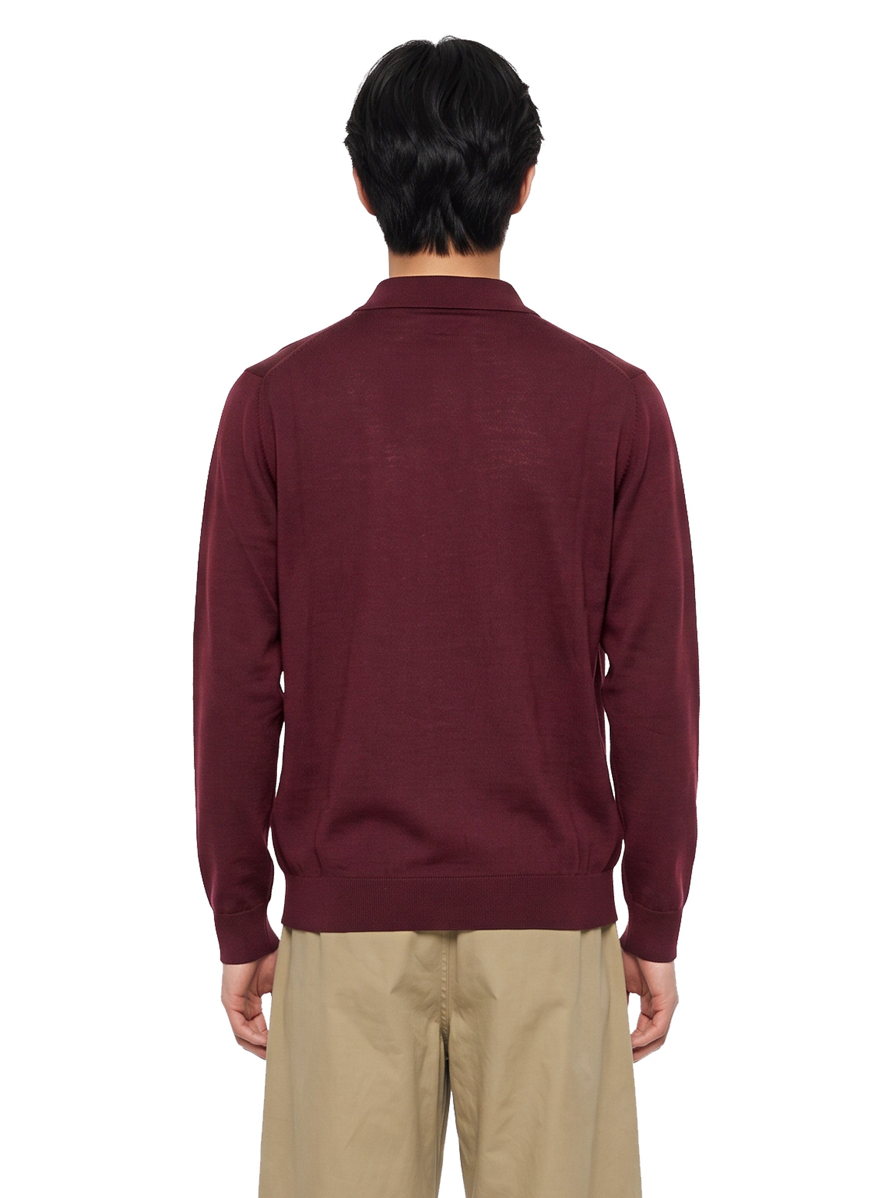 Polo manica lunga in bordeaux 