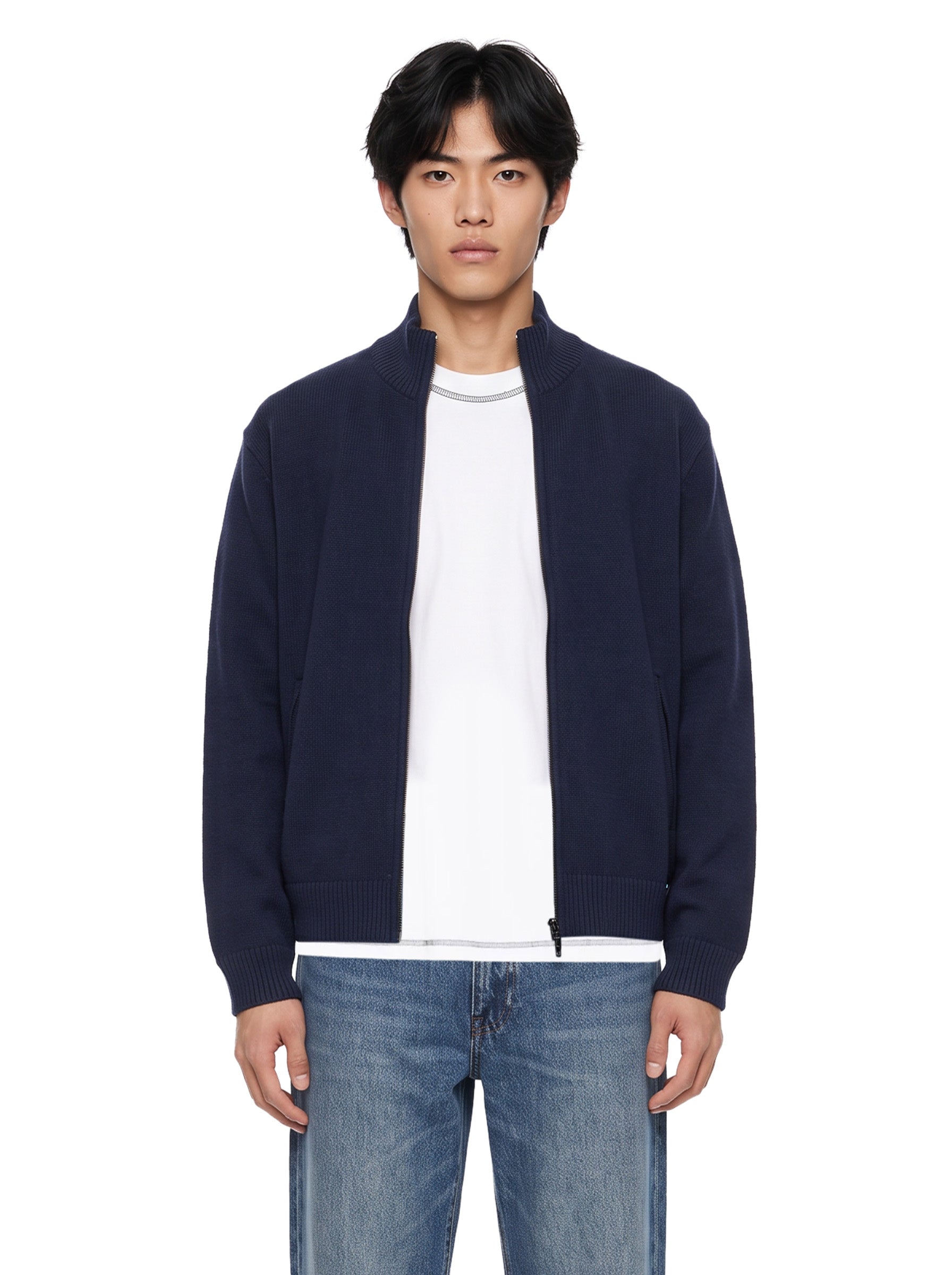 Bomber con zip in blu 