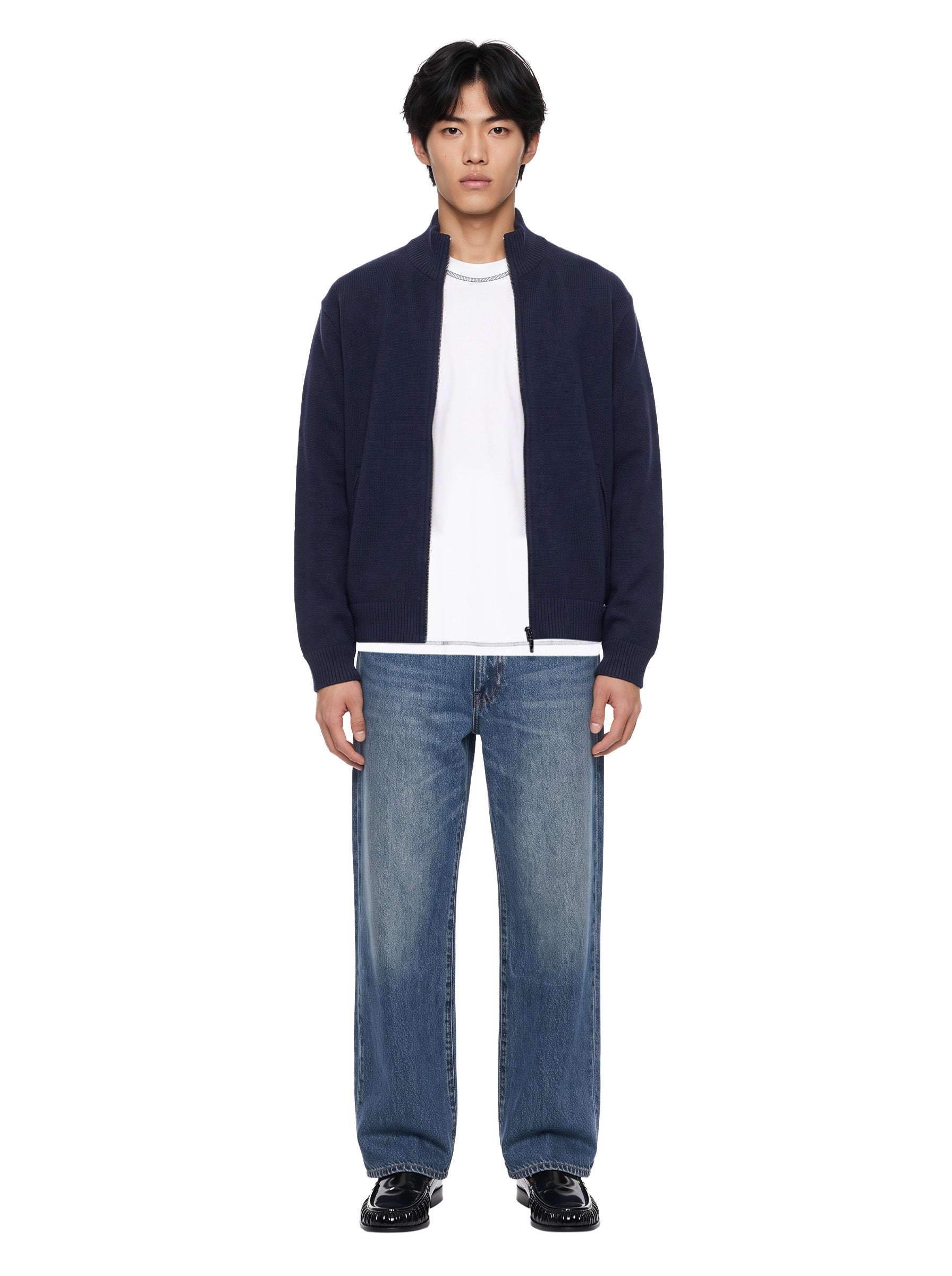 Bomber con zip in blu 