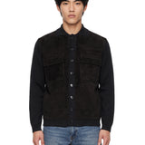 Giacca con inserti in pelle in nero 