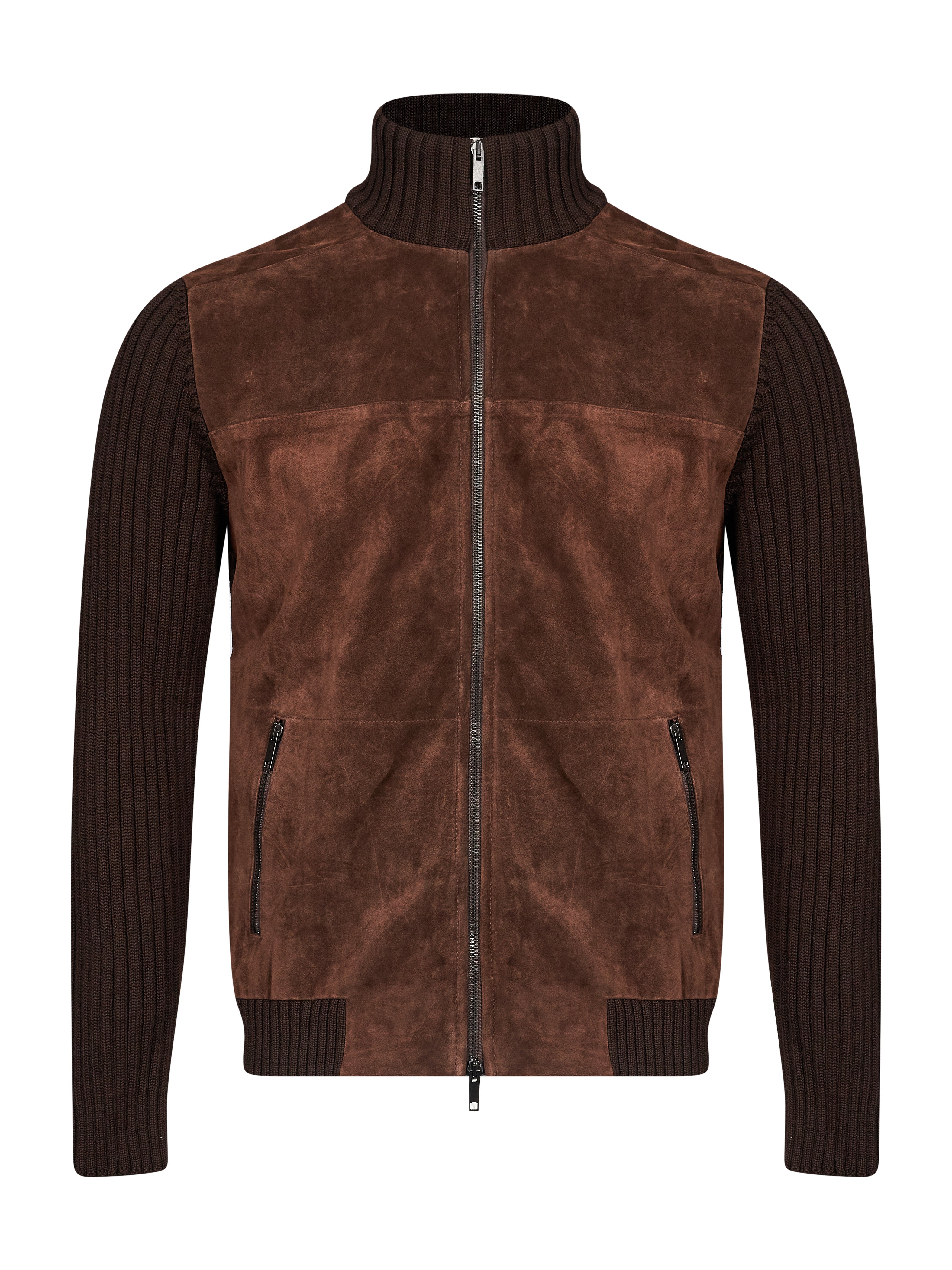 Giacca con zip in marrone 