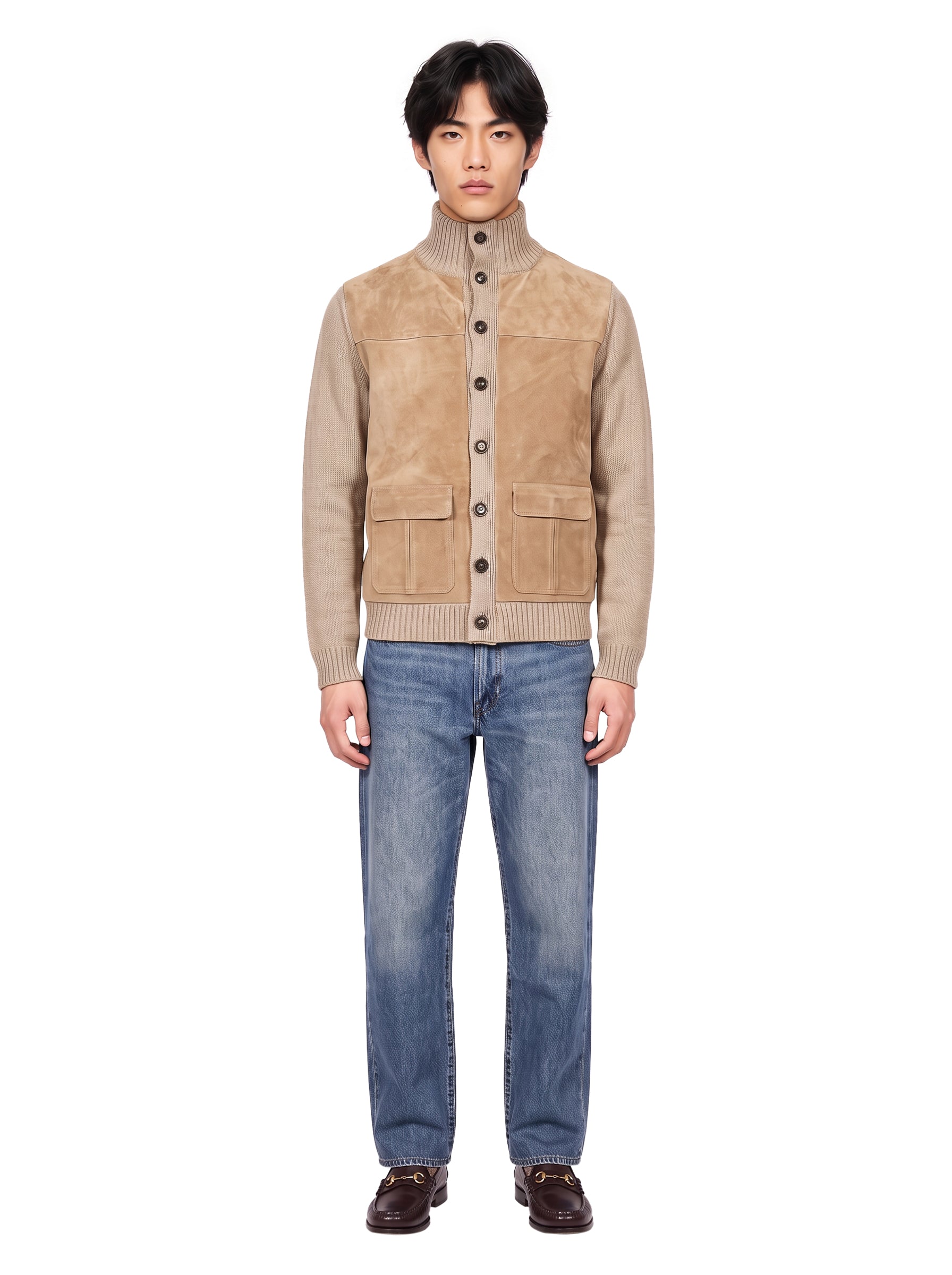 Giacca con bottoni in beige 
