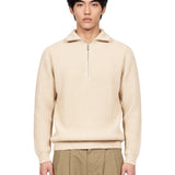 Polo con mezza zip in avorio 