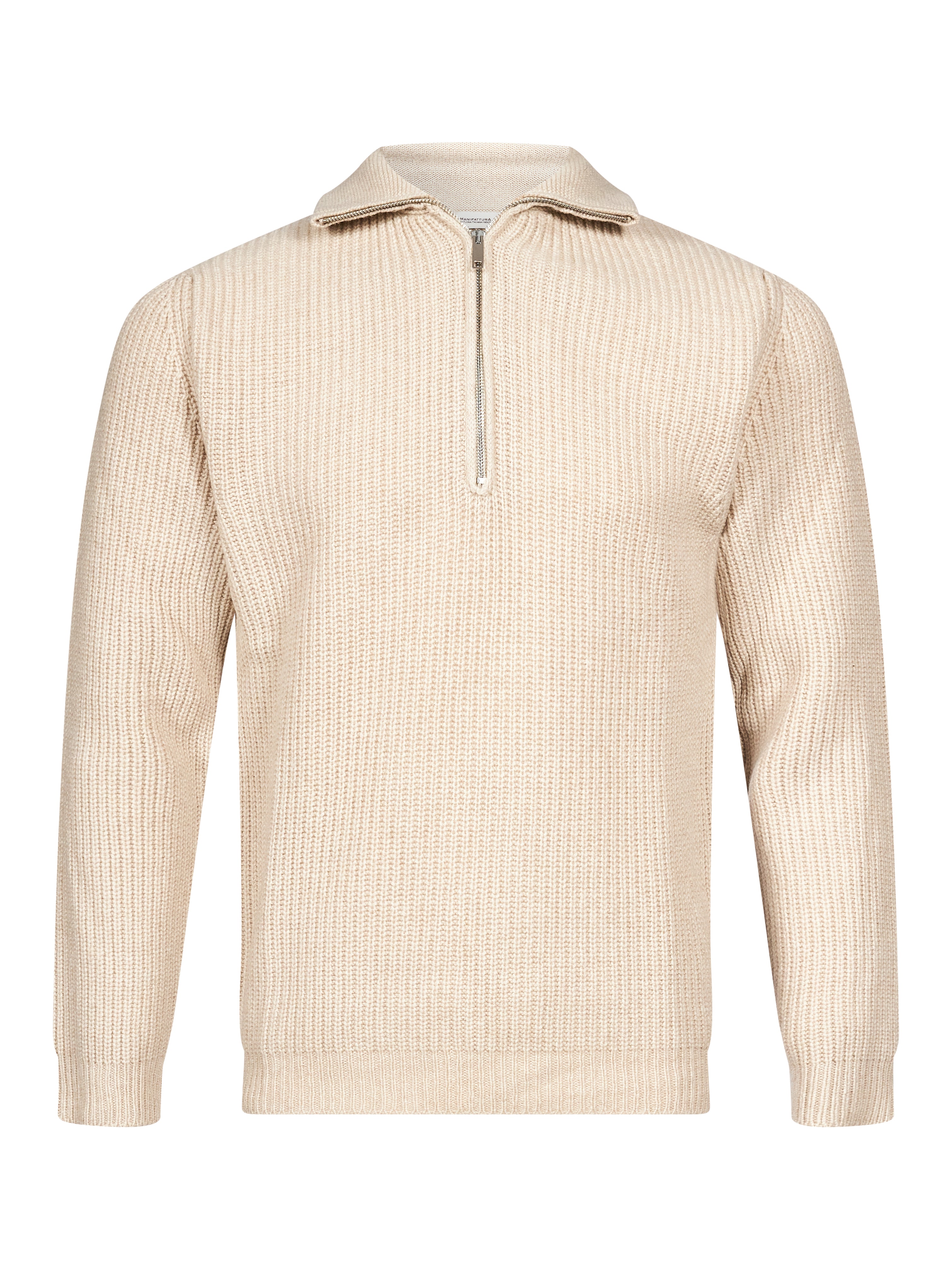 Polo con mezza zip in avorio 