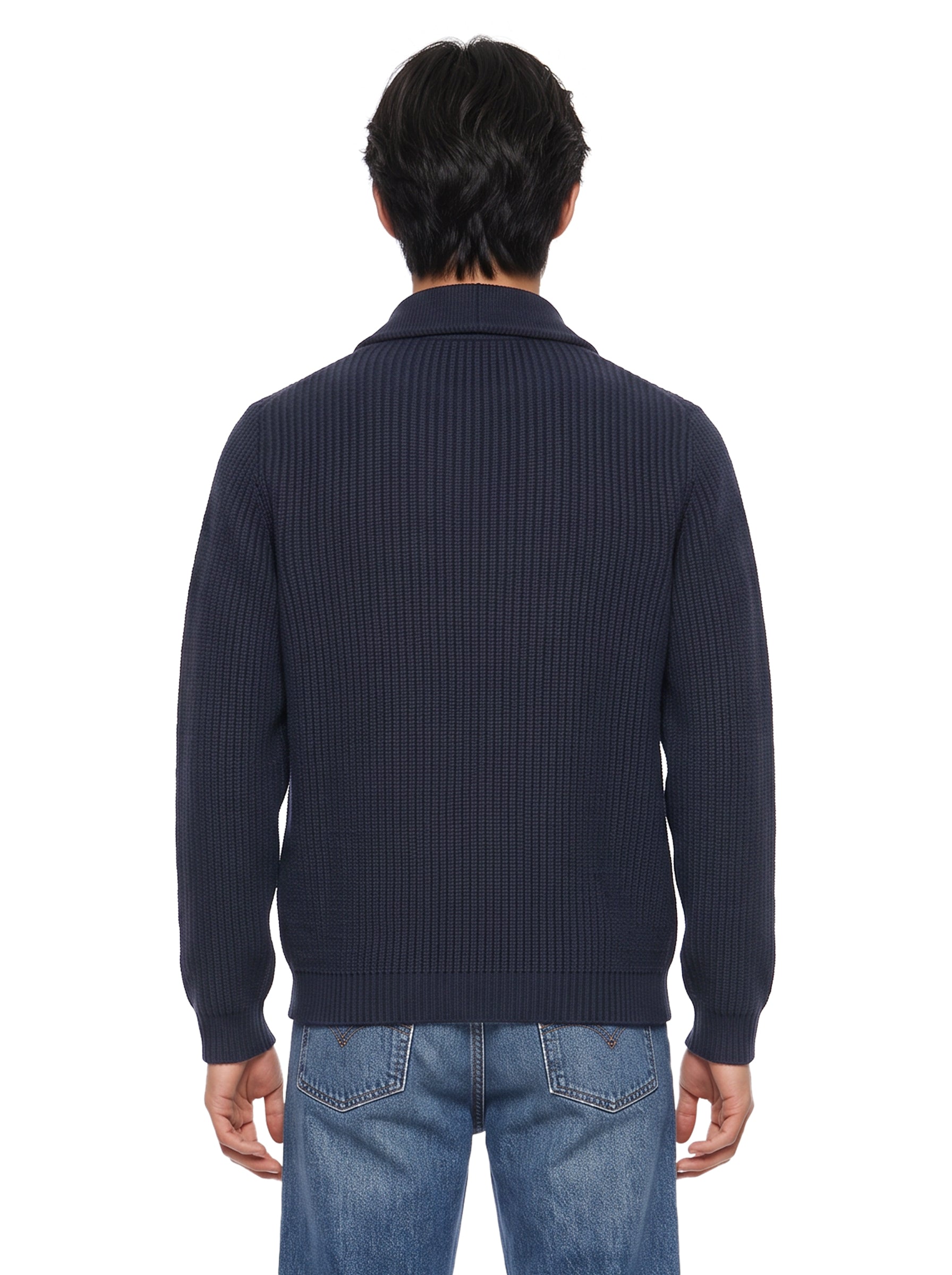 Polo con mezza zip in blu 