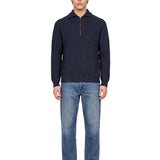 Polo con mezza zip in blu 