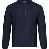 Polo con mezza zip in blu 