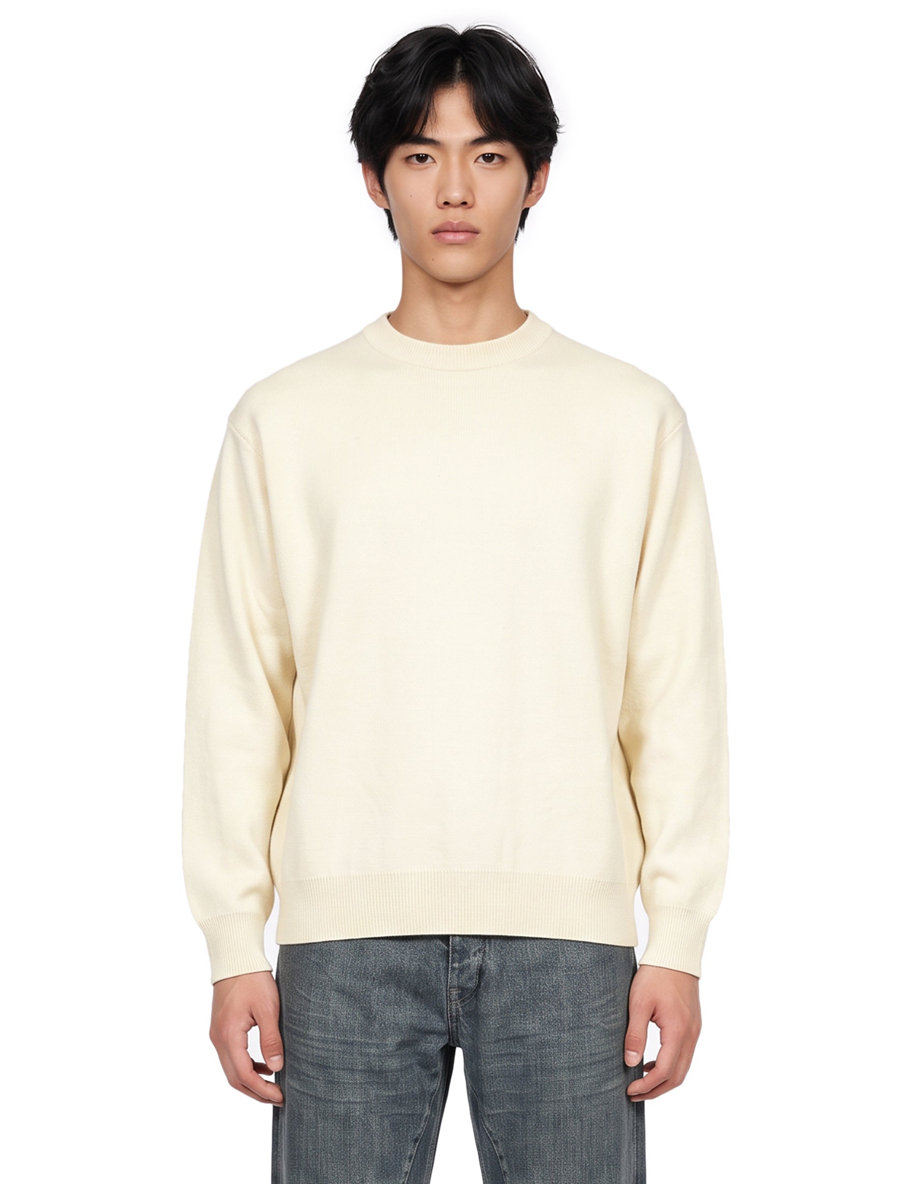 Maglione girocollo in avorio 