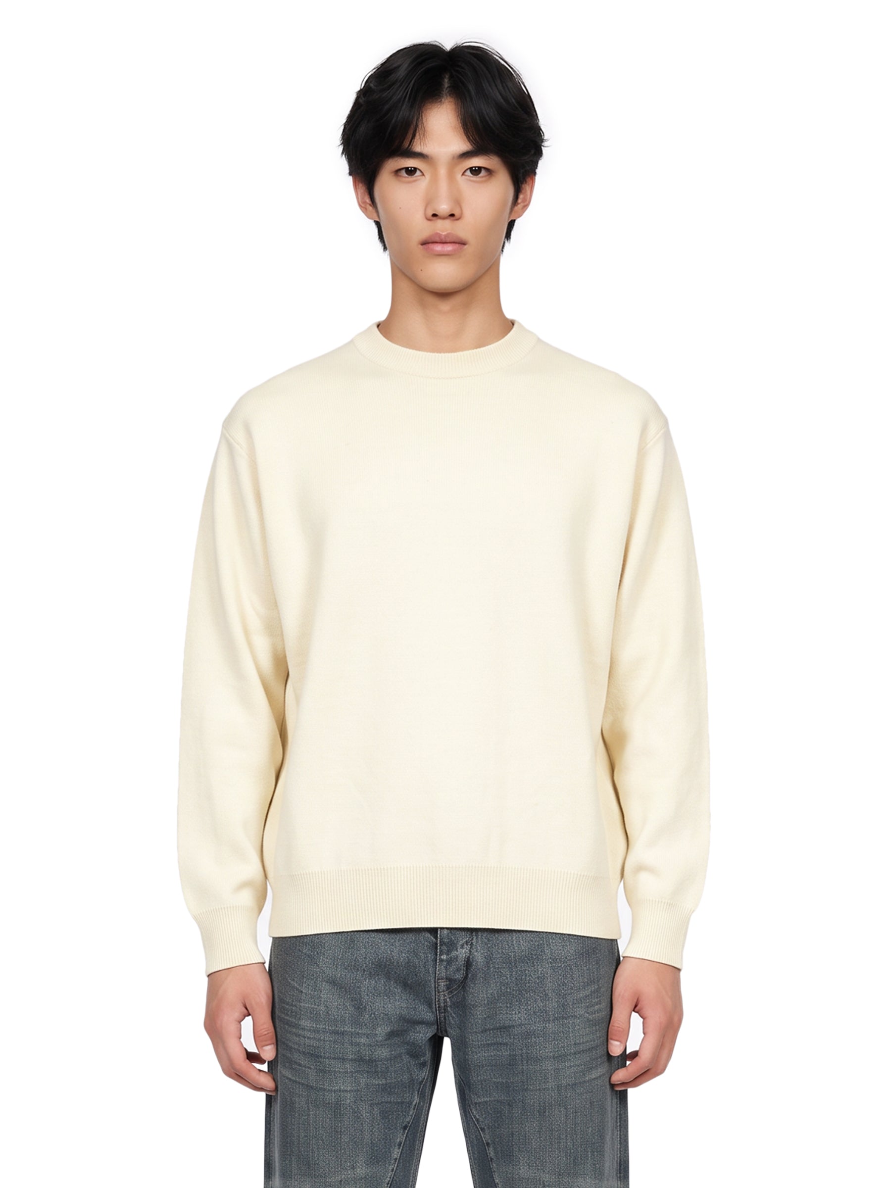 Maglione girocollo in avorio 