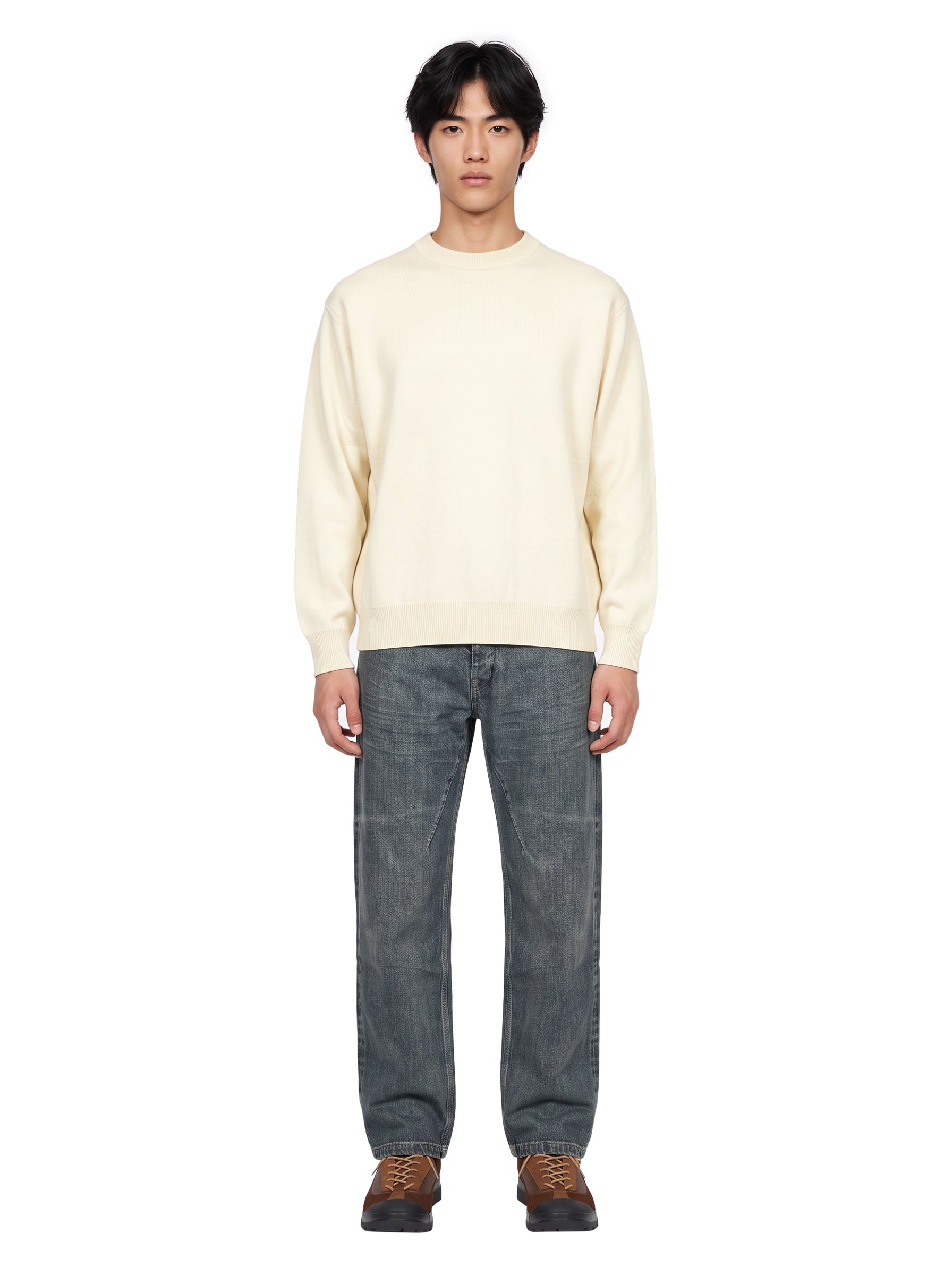 Maglione girocollo in avorio 