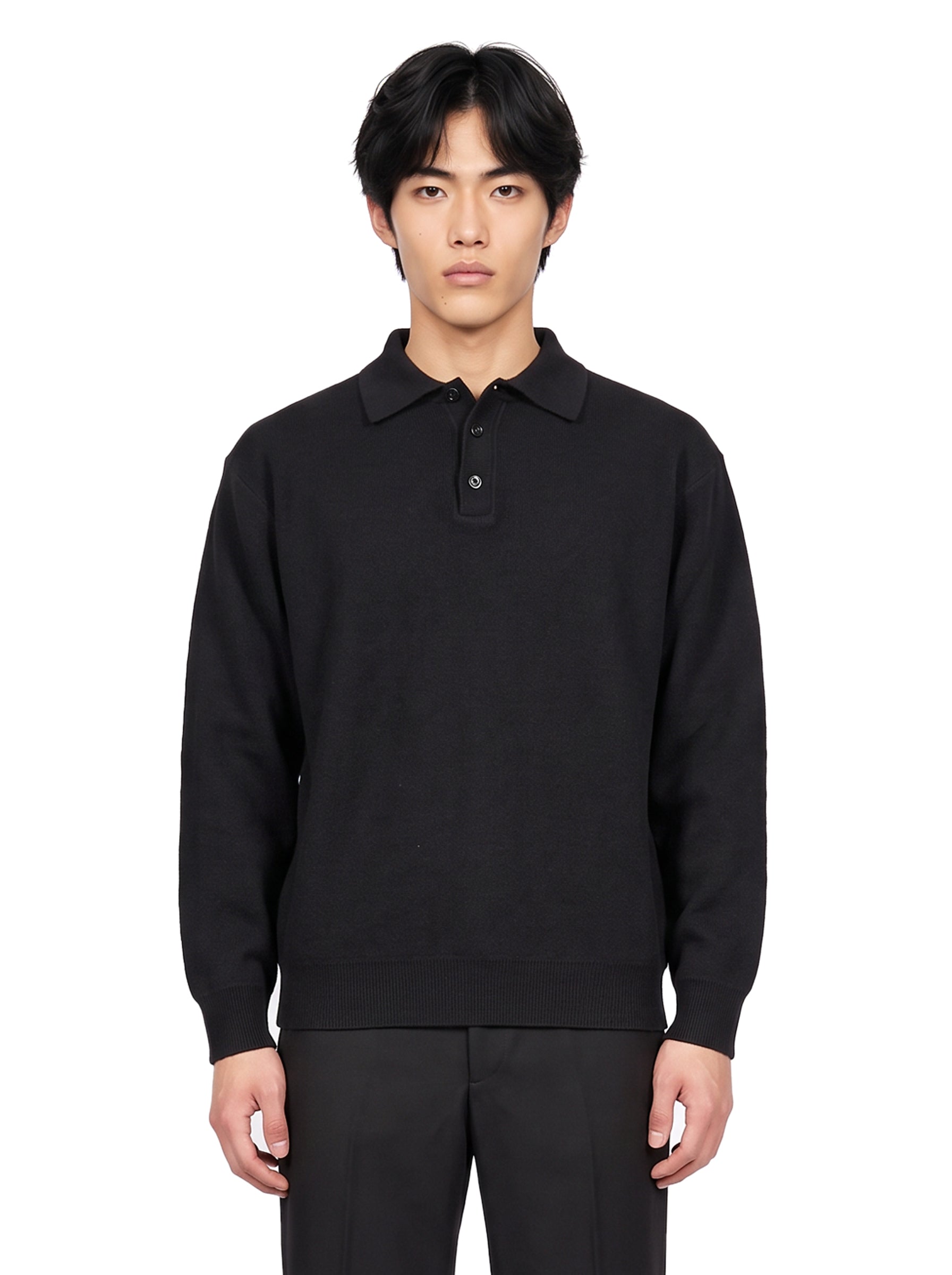 Polo manica lunga in nero 