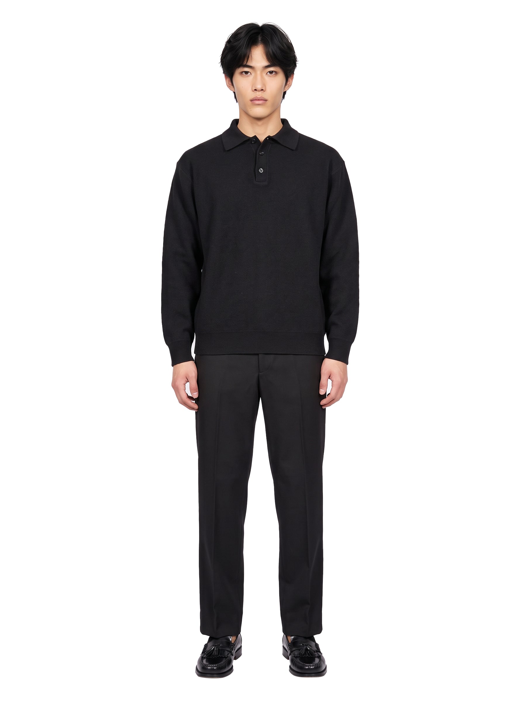 Polo manica lunga in nero 