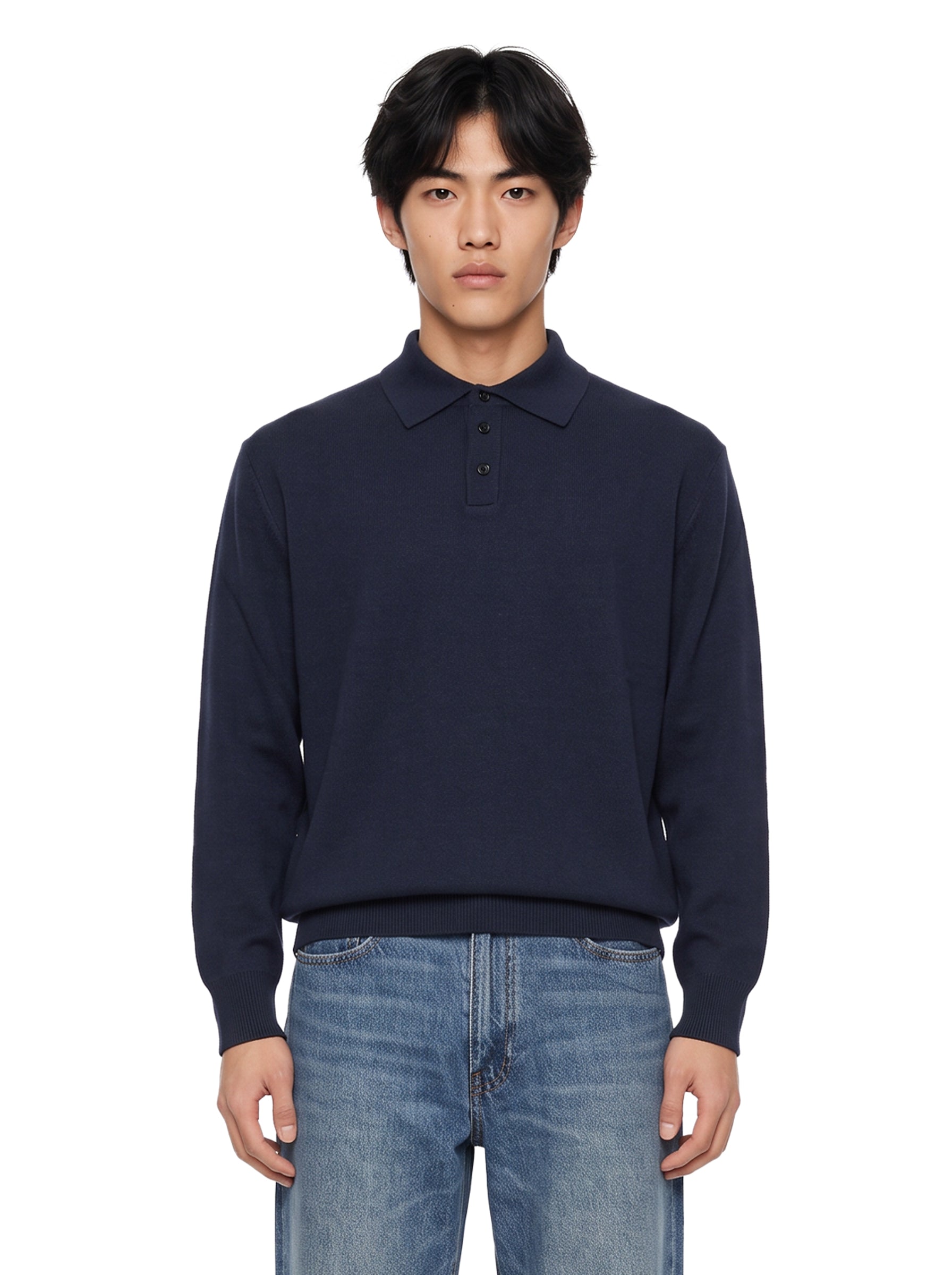 Polo manica lunga in blu 