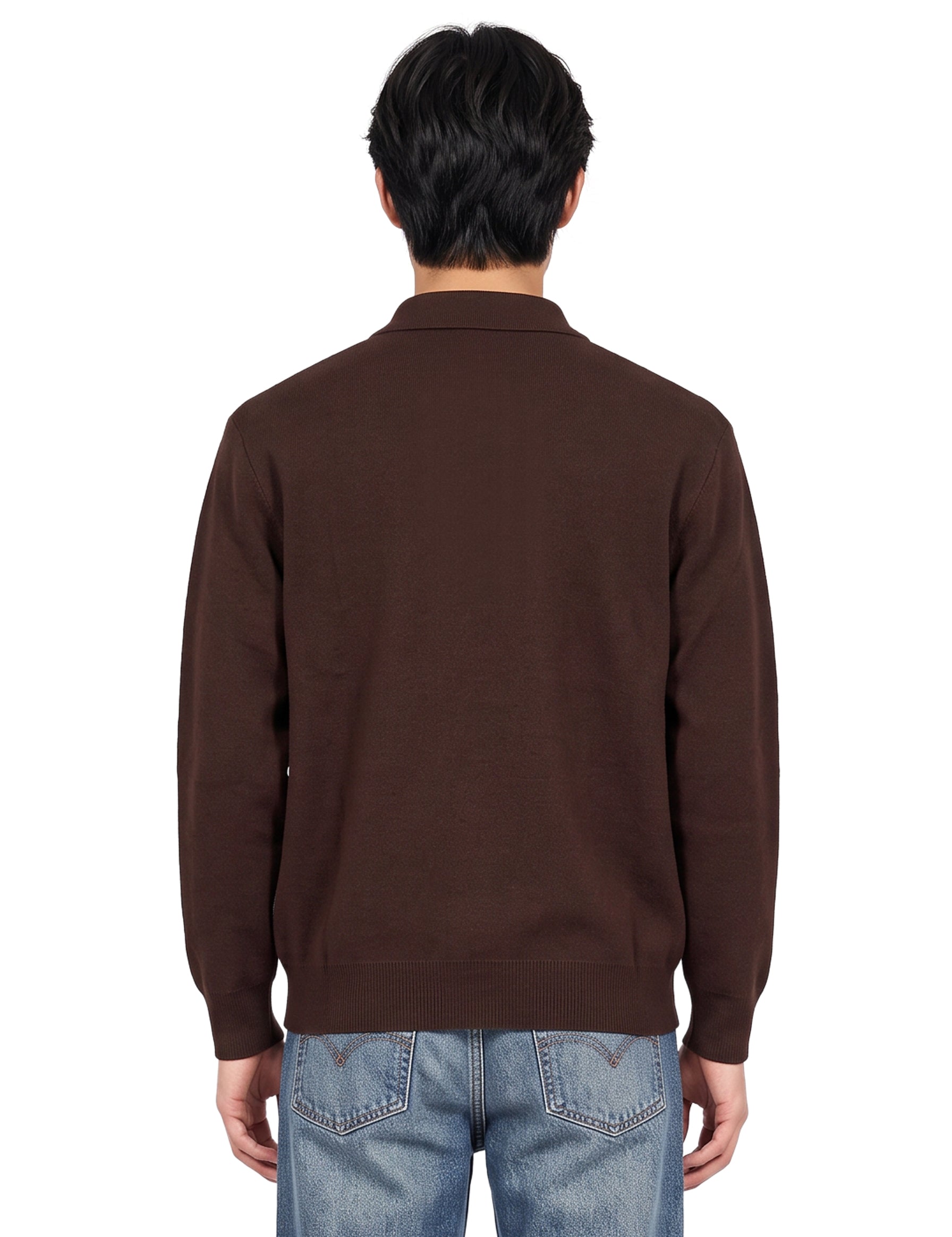 Polo manica lunga in marrone 