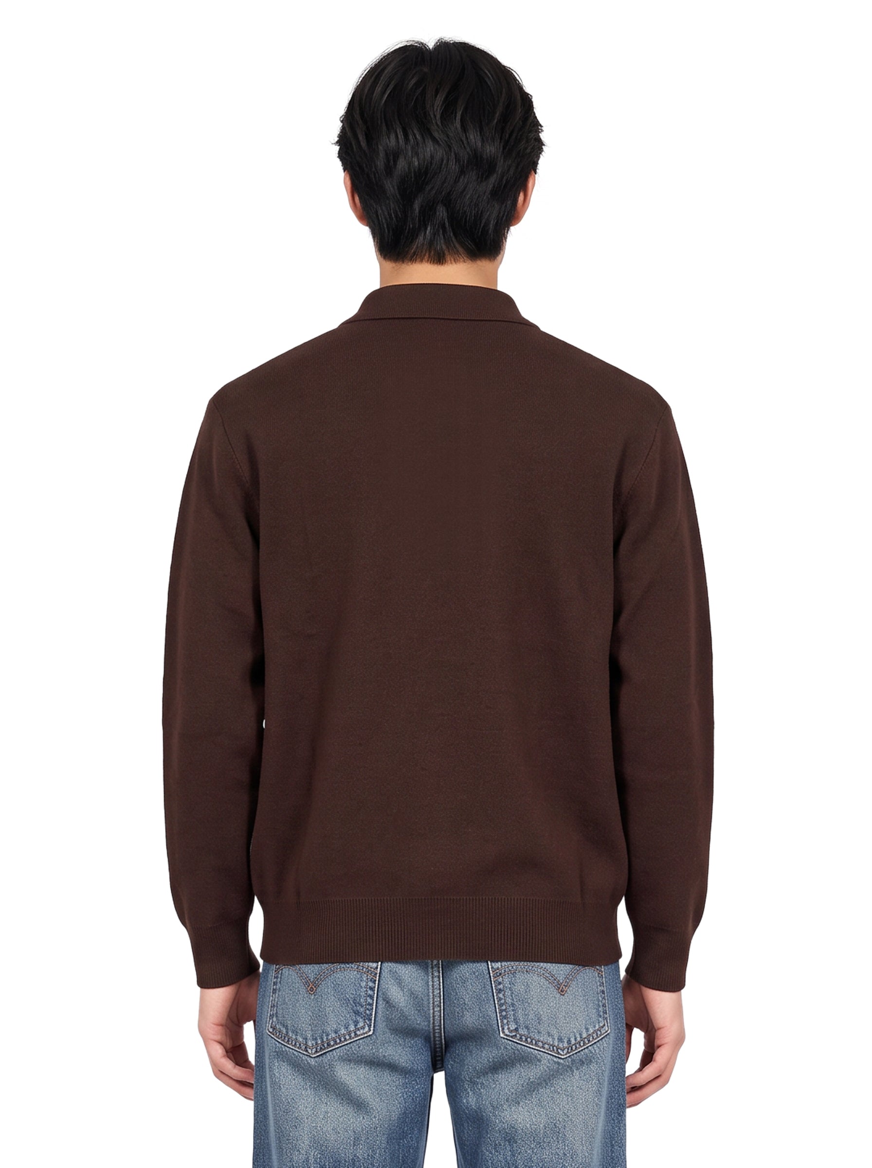 Polo manica lunga in marrone 