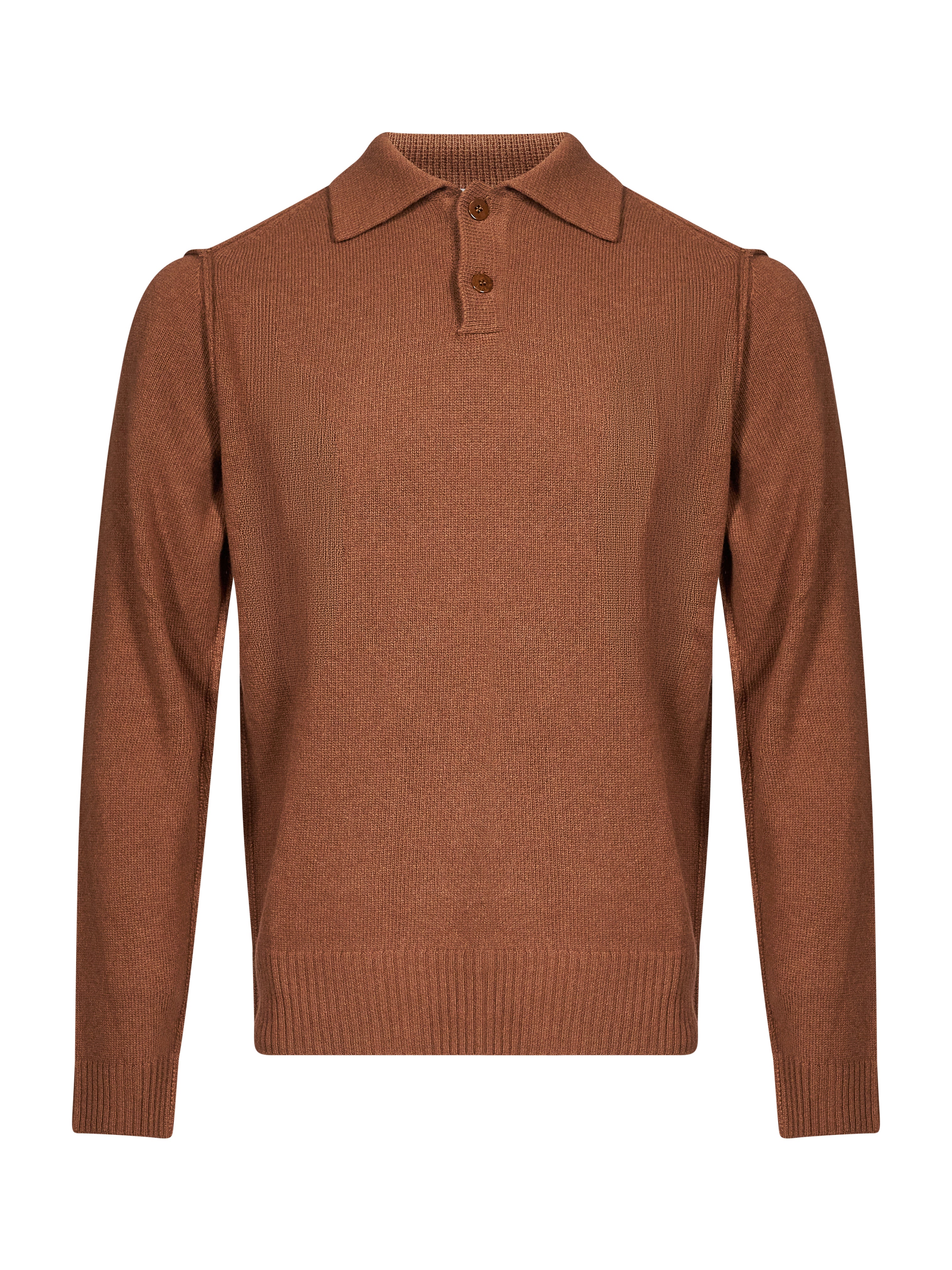 Polo manica lunga in marrone chiaro 