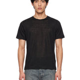 T-shirt paricollo in nero 