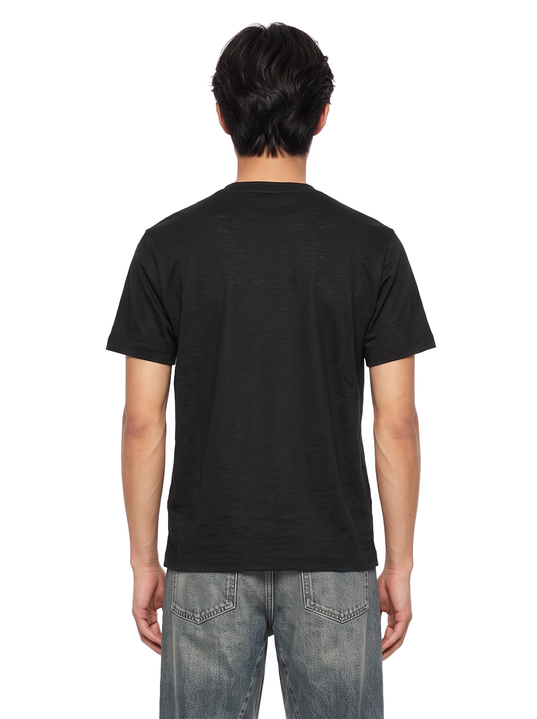 T-shirt paricollo in nero 
