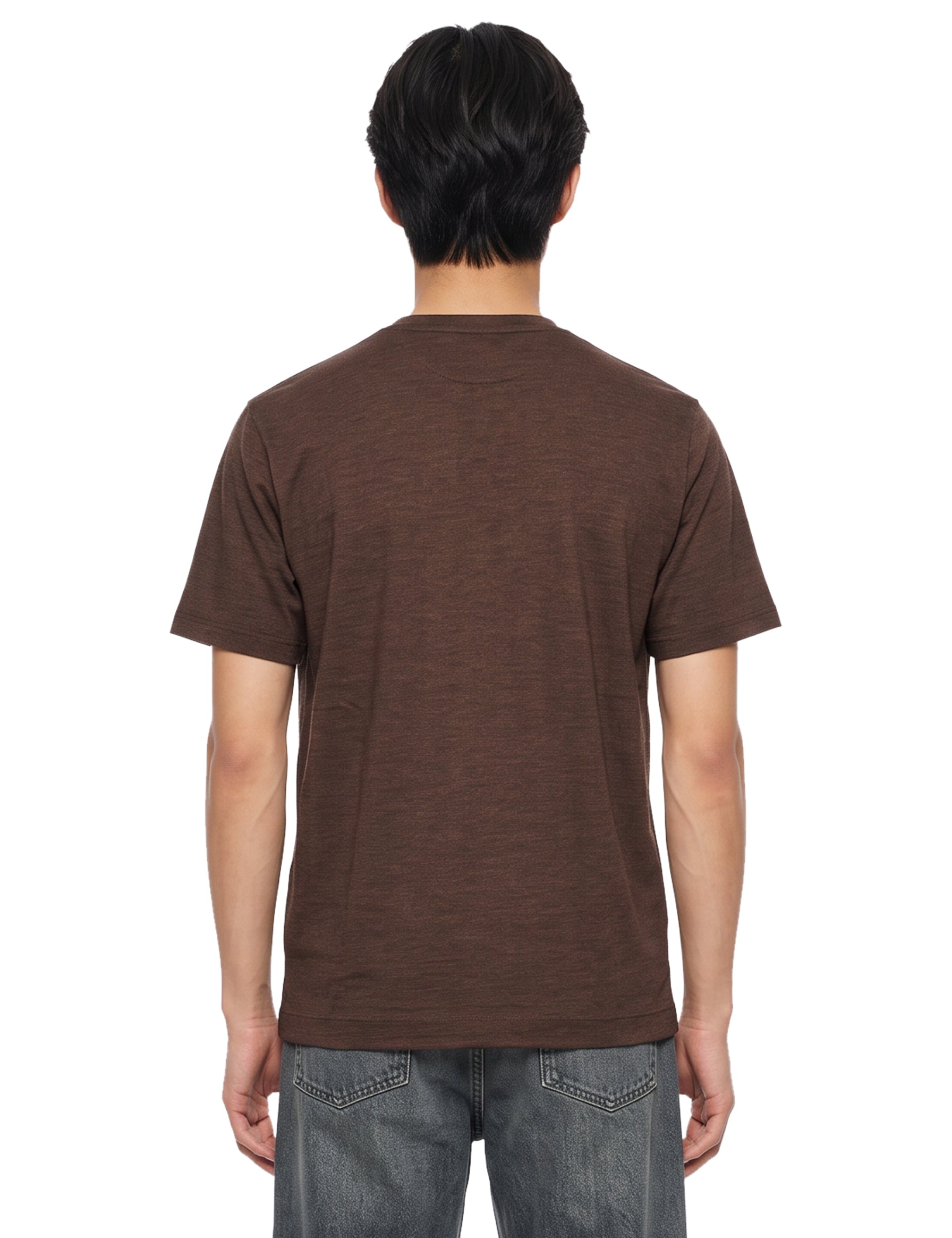 T-shirt paricollo in marrone 