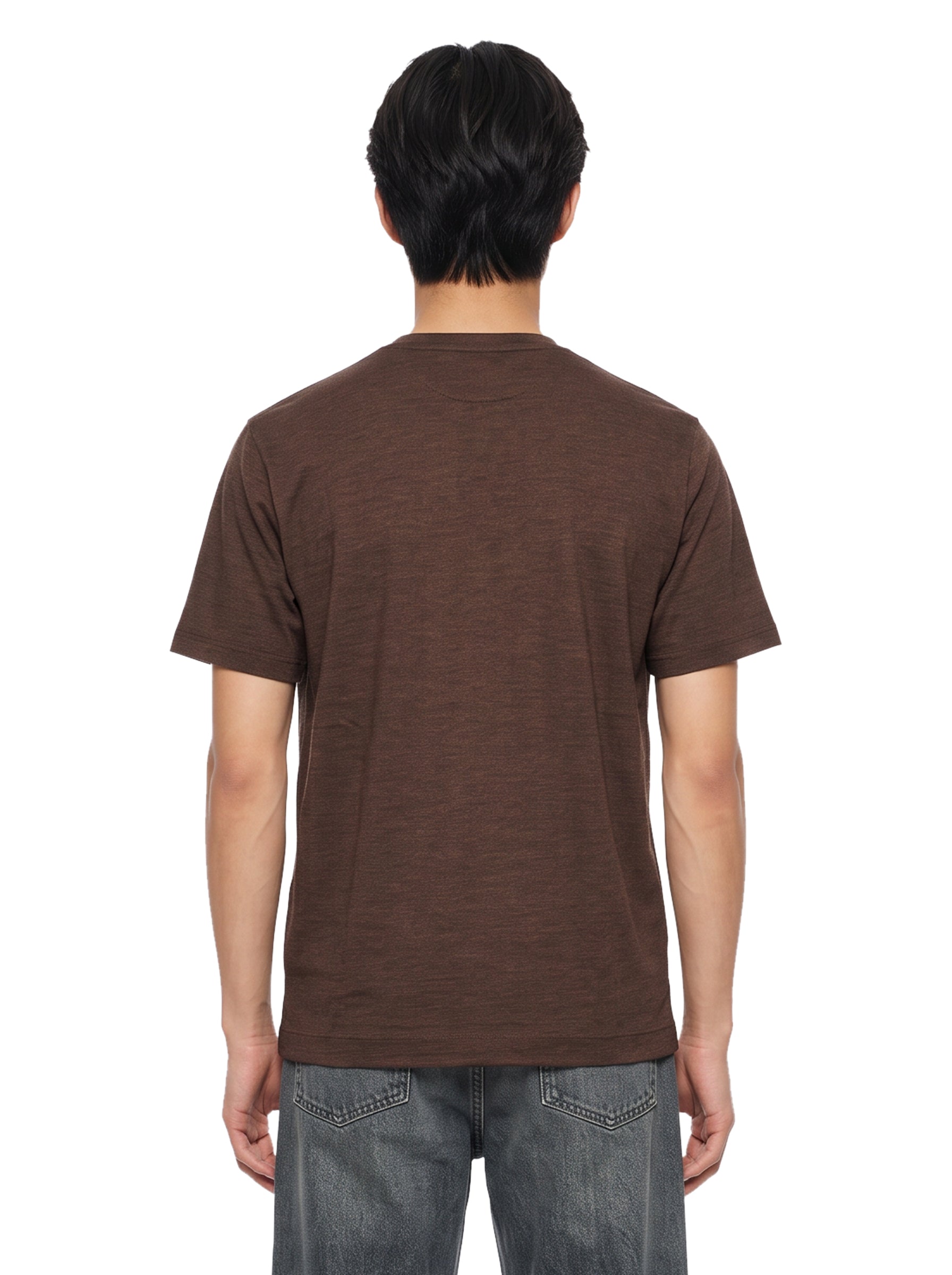 T-shirt paricollo in marrone 