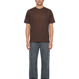 T-shirt paricollo in marrone 