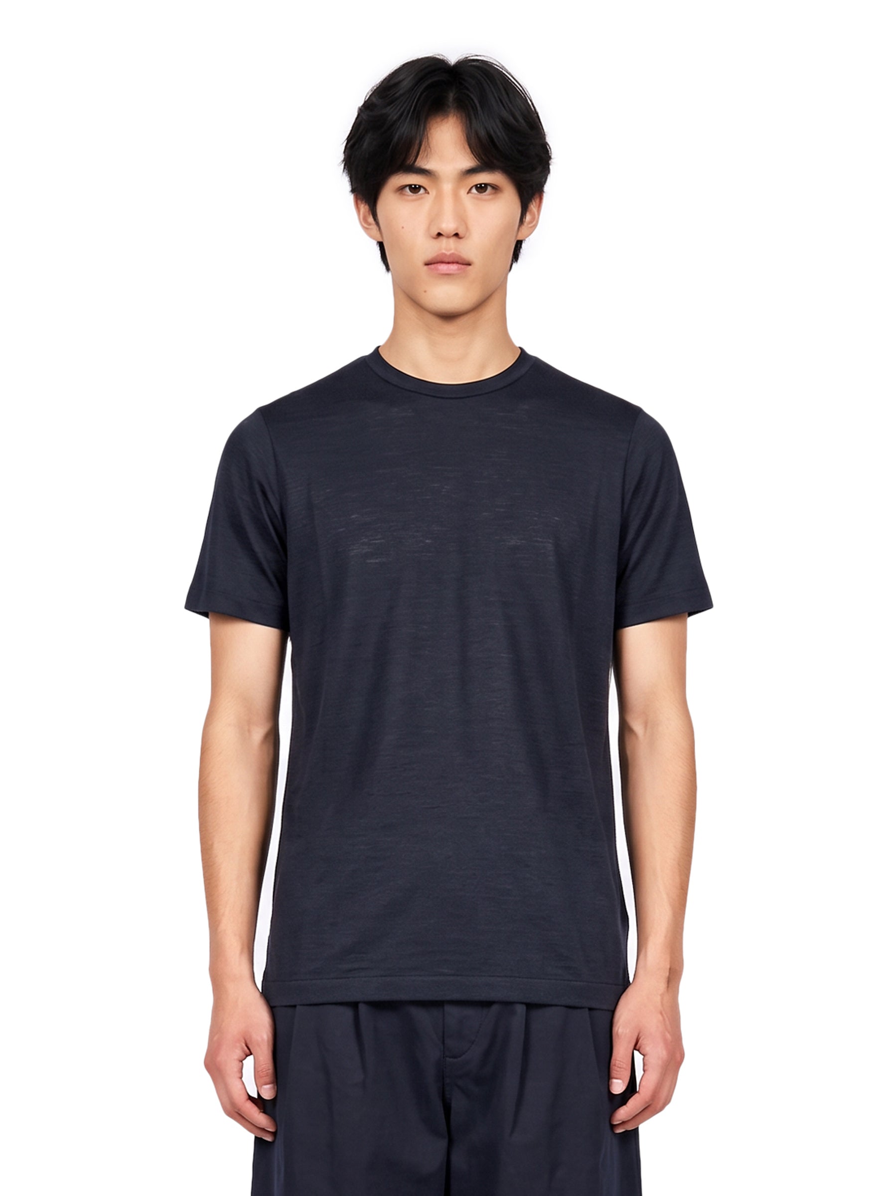 T-shirt paricollo in blu 