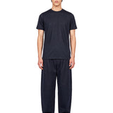 T-shirt paricollo in blu 