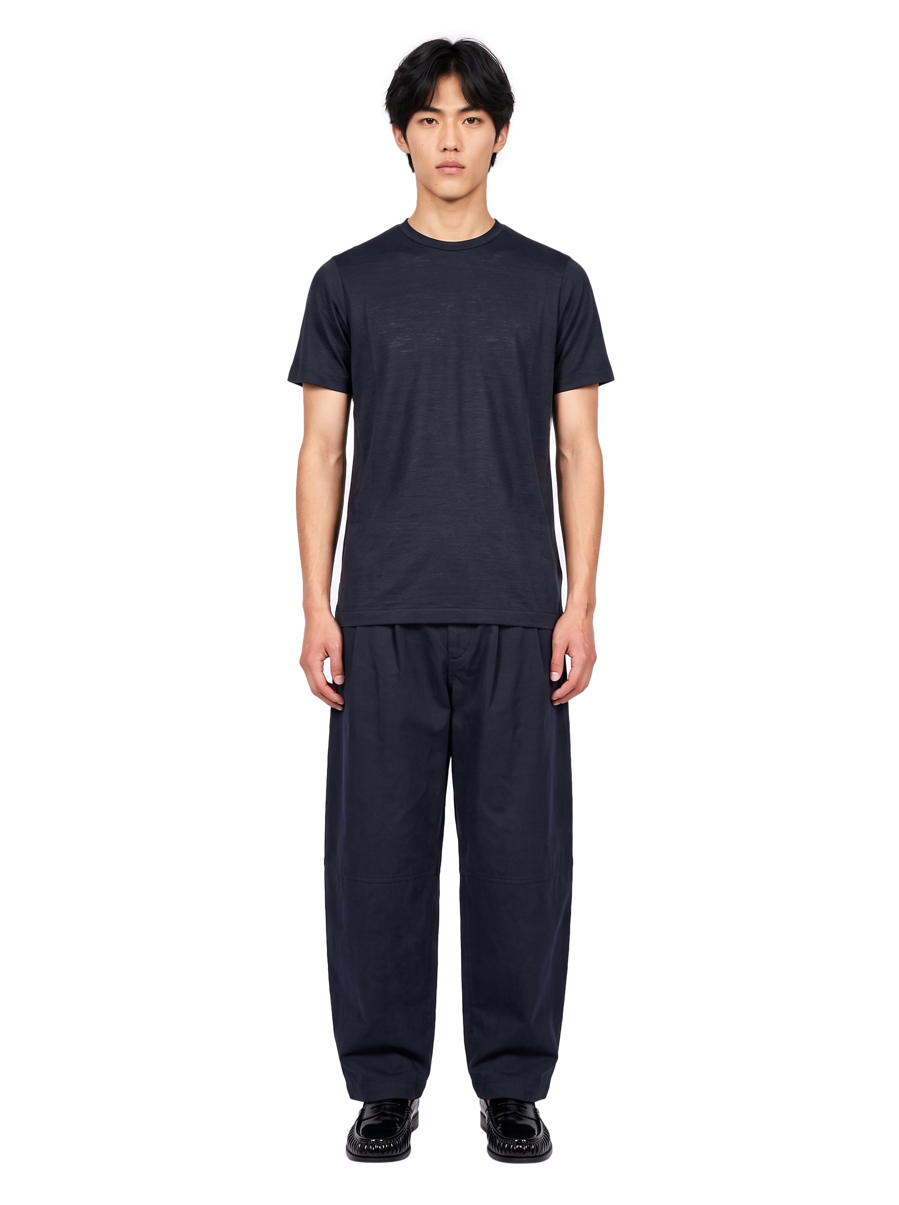 T-shirt paricollo in blu 