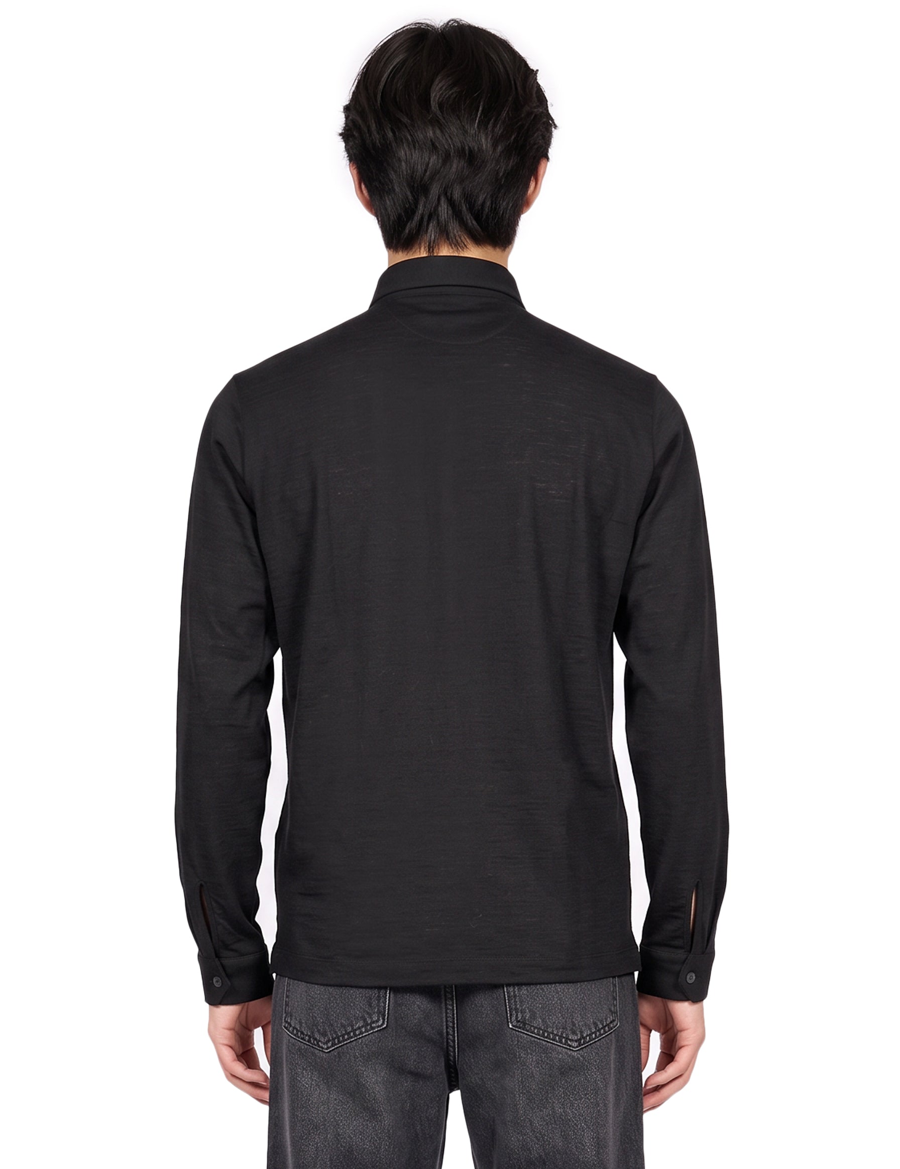 Polo manica lunga extrafine in nero 