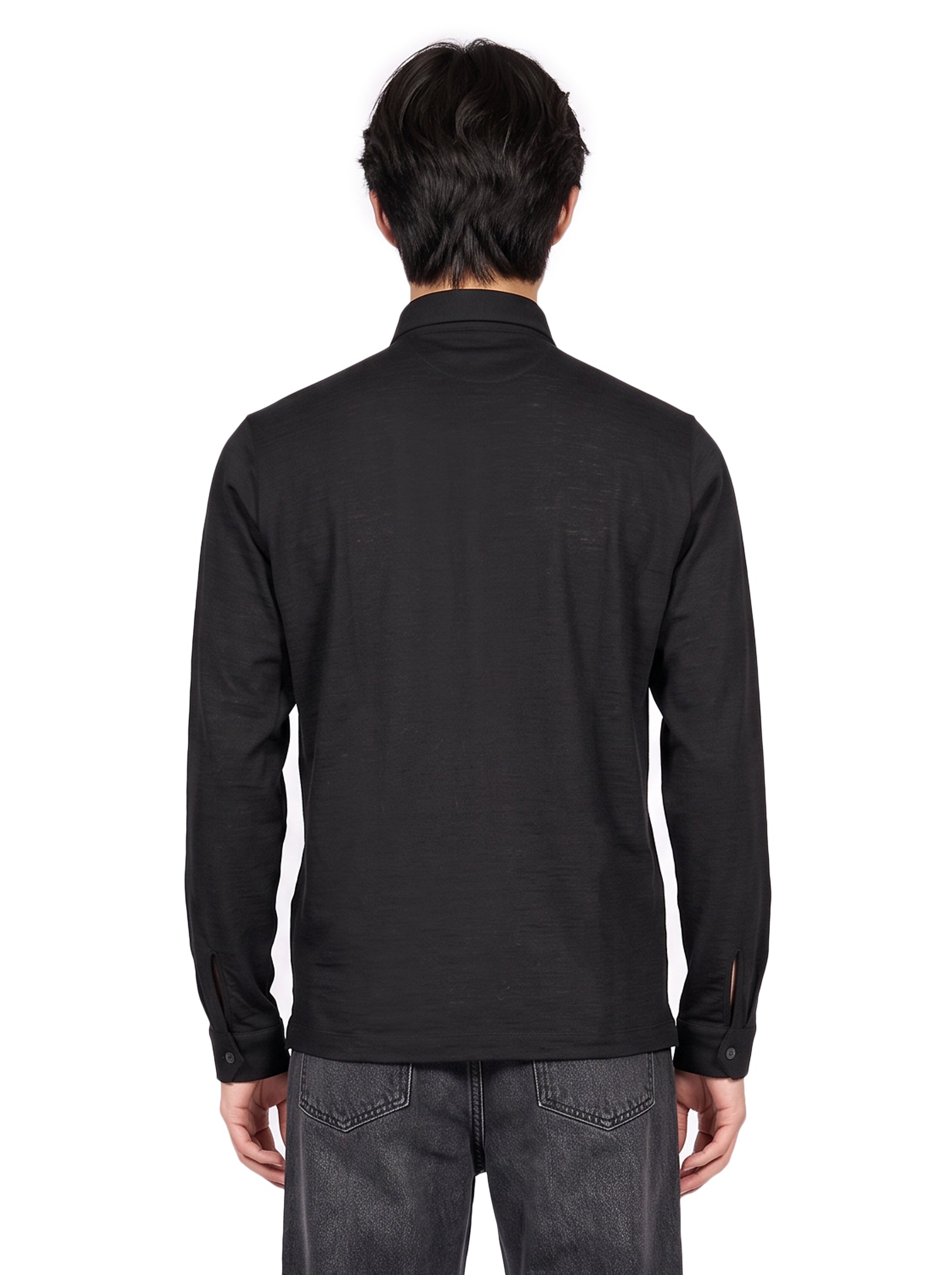 Polo manica lunga extrafine in nero 