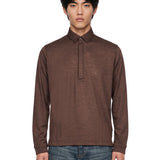Polo manica lunga extrafine in marrone 