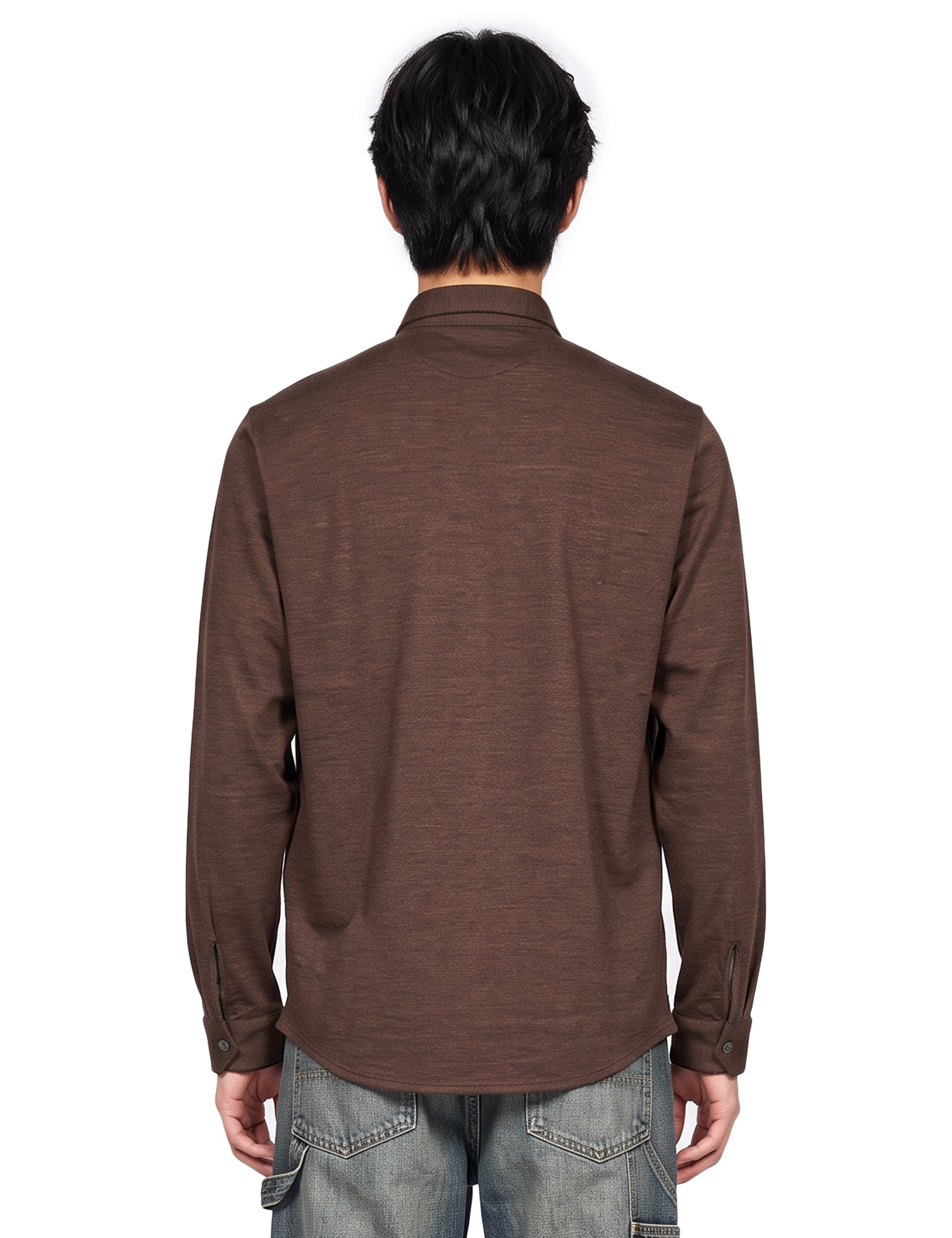 Polo manica lunga extrafine in marrone 