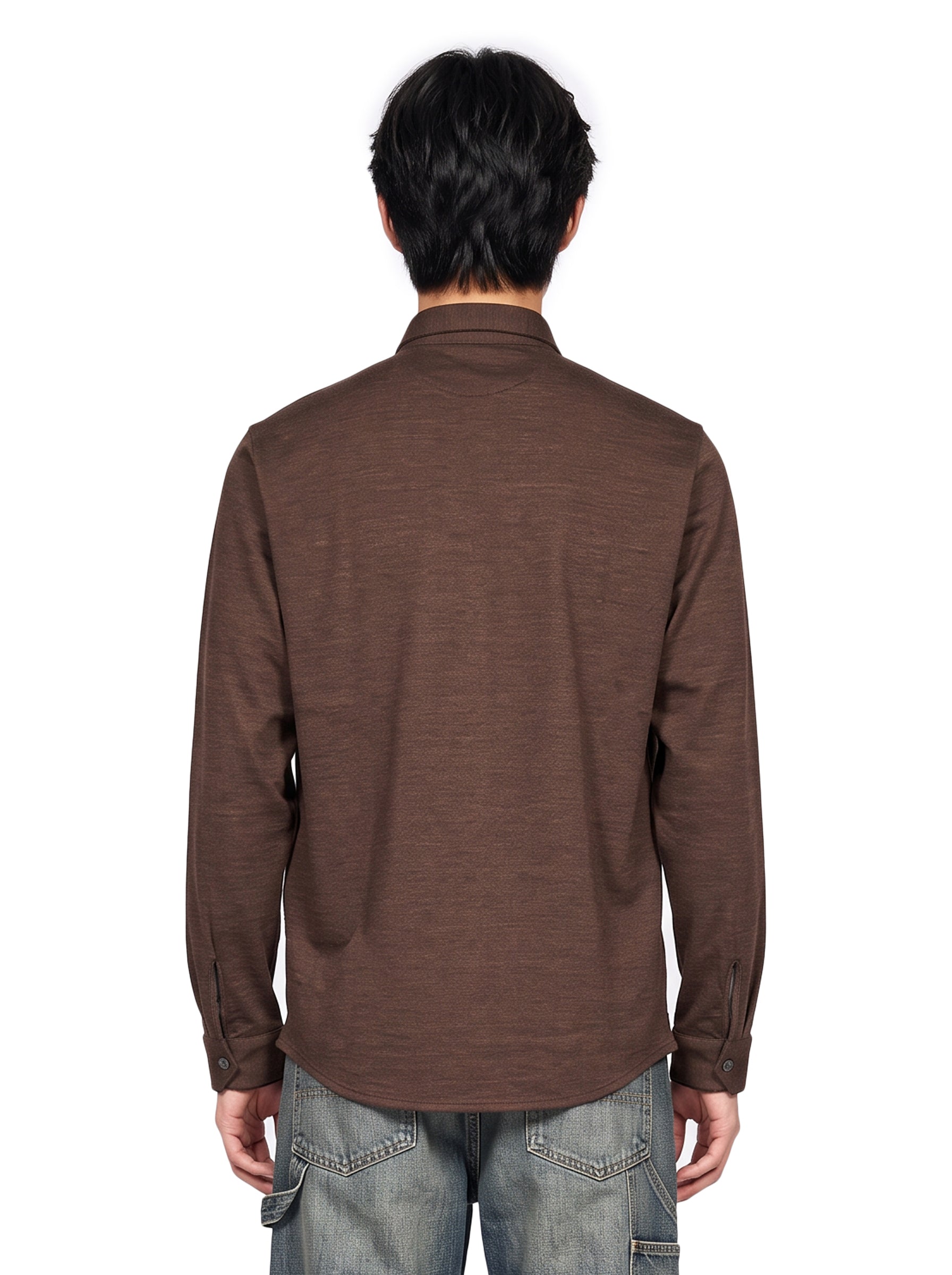 Polo manica lunga extrafine in marrone 