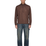 Polo manica lunga extrafine in marrone 