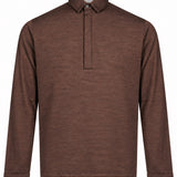Polo manica lunga extrafine in marrone 