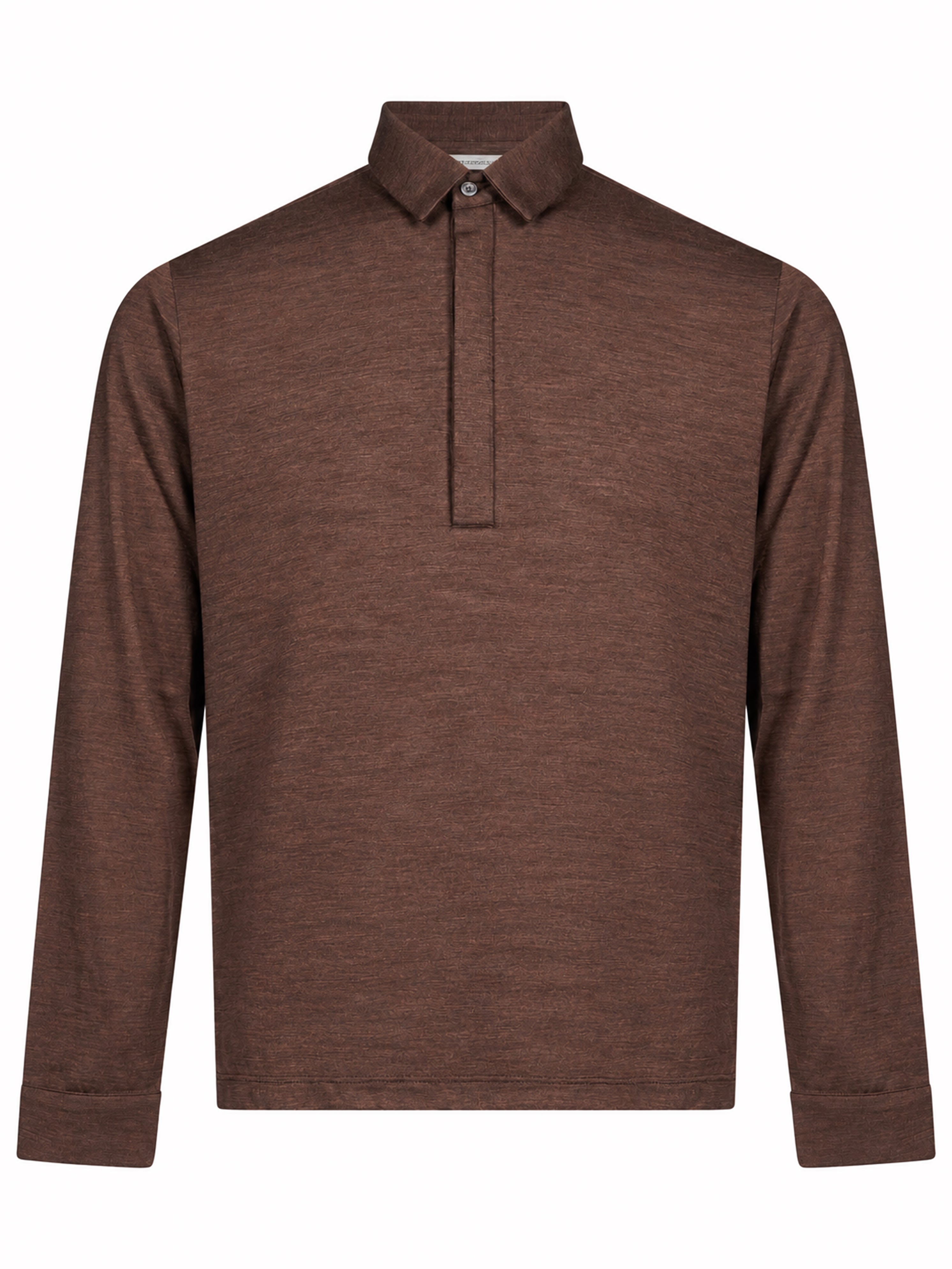 Polo manica lunga extrafine in marrone 