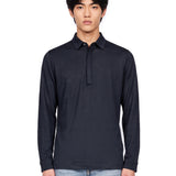 Polo manica lunga extrafine in blu 