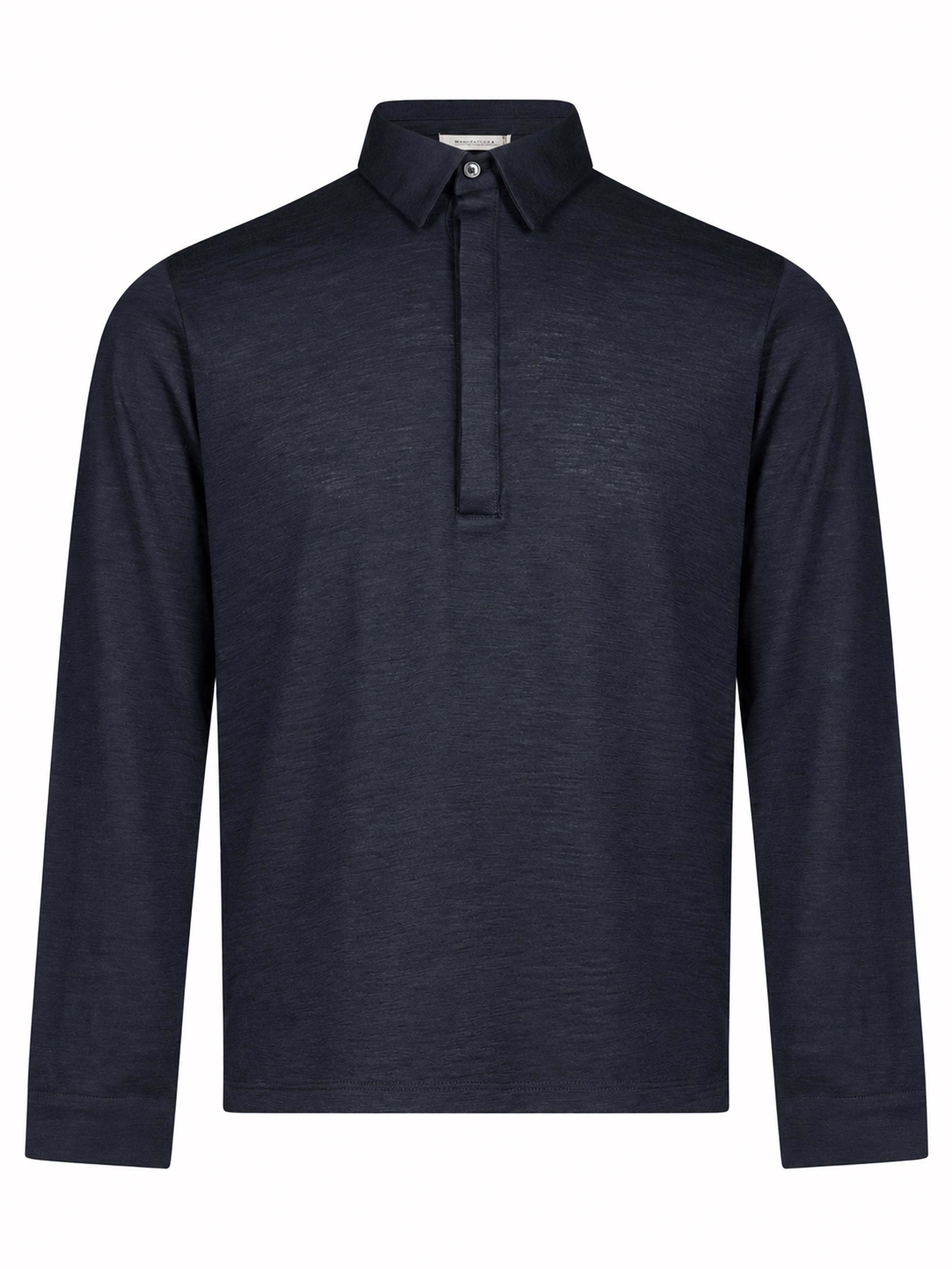 Polo manica lunga extrafine in blu 