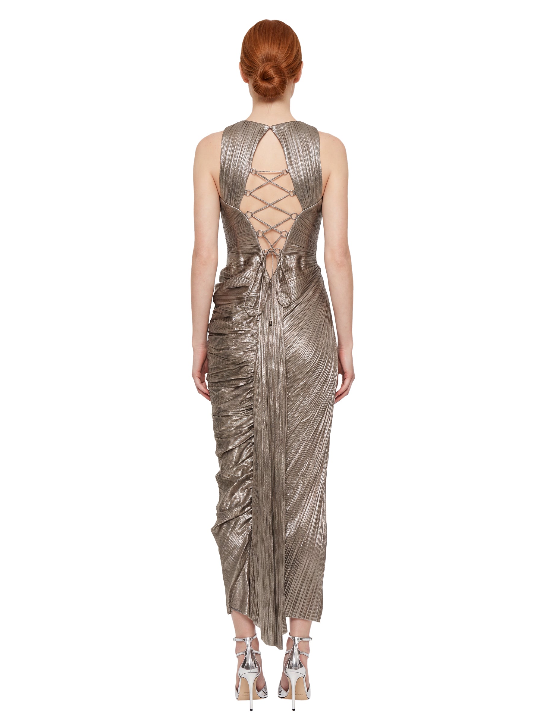 Abito da sera off-shoulder Amisha in bronzo 