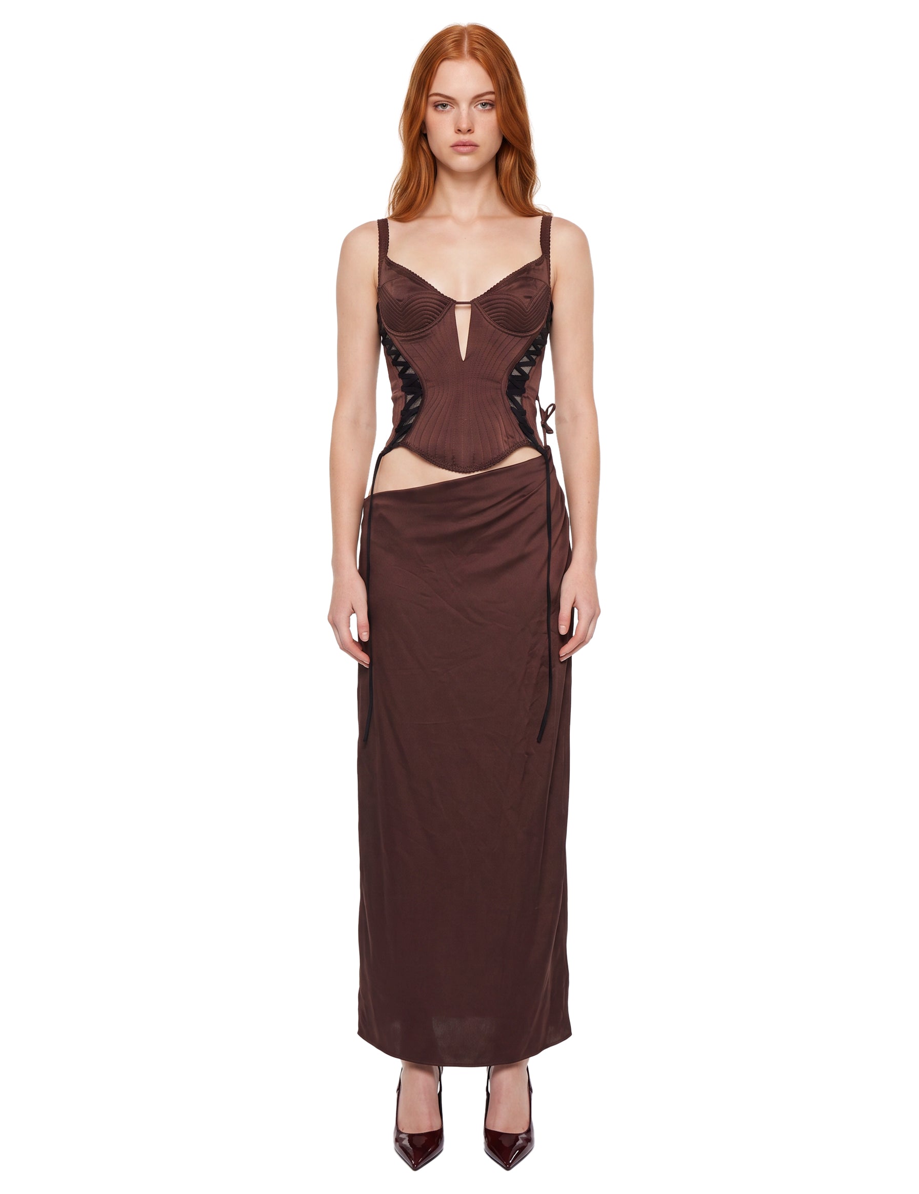 Abito con dettaglio a corsetto Malena in marrone 