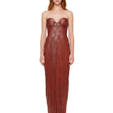 Abito da sera off-shoulder Nadira in rosso 