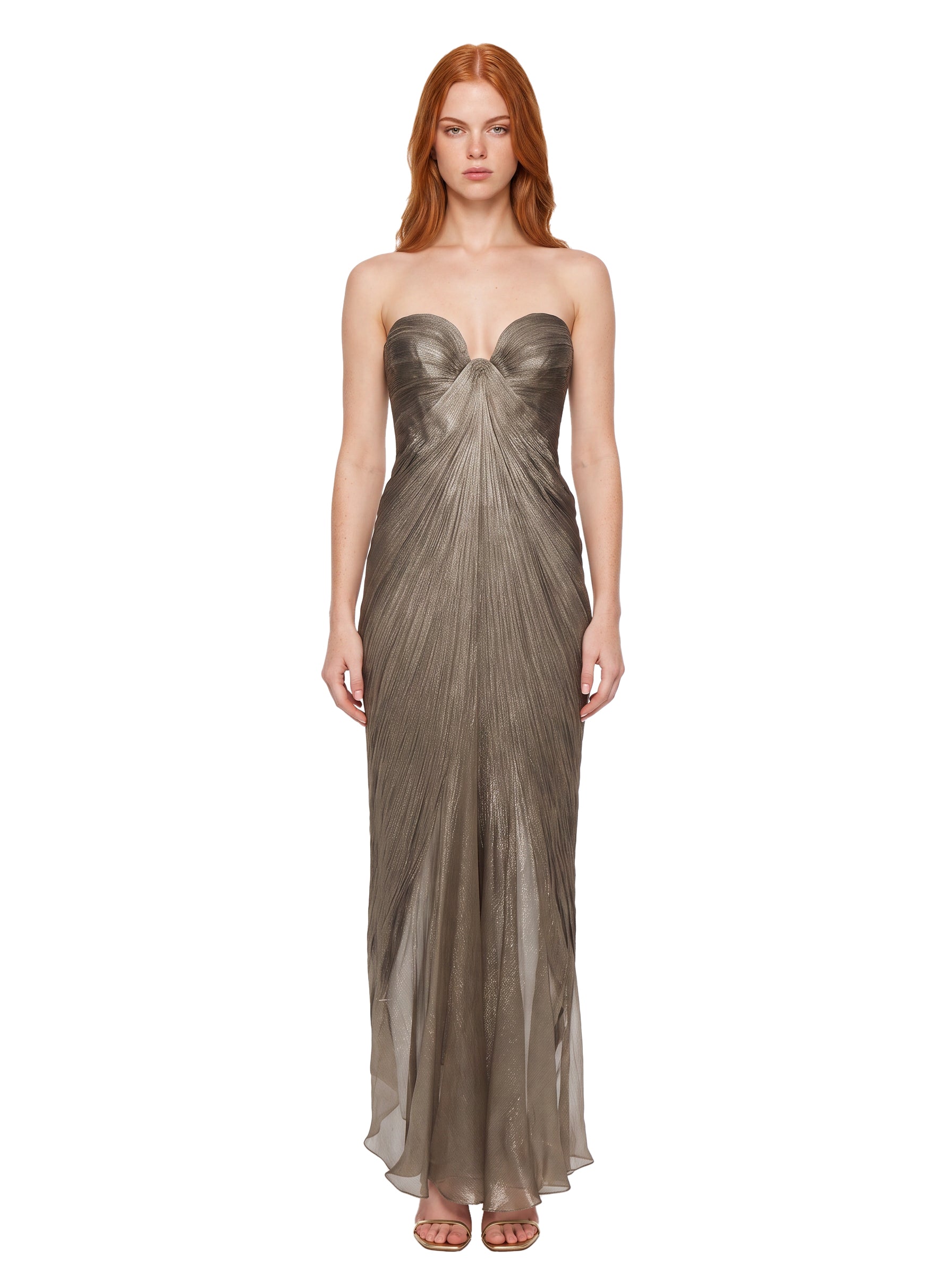 Abito da sera off-shoulder Salima in bronzo 